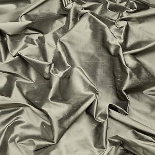 Pewter Shantung Silk Fabric by Yard