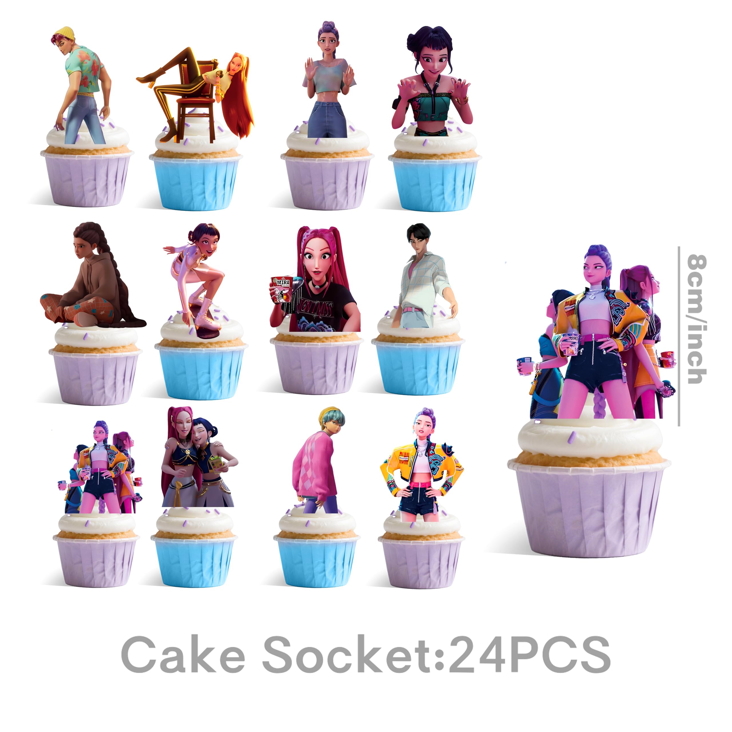 Roffatide 32PCS Stray Kids Birthday Party Décorations Kit Officiel Style Banner Gâteau Topper Ballons Cupcake Toppers pour STAY Kpop Fan Party Supplies