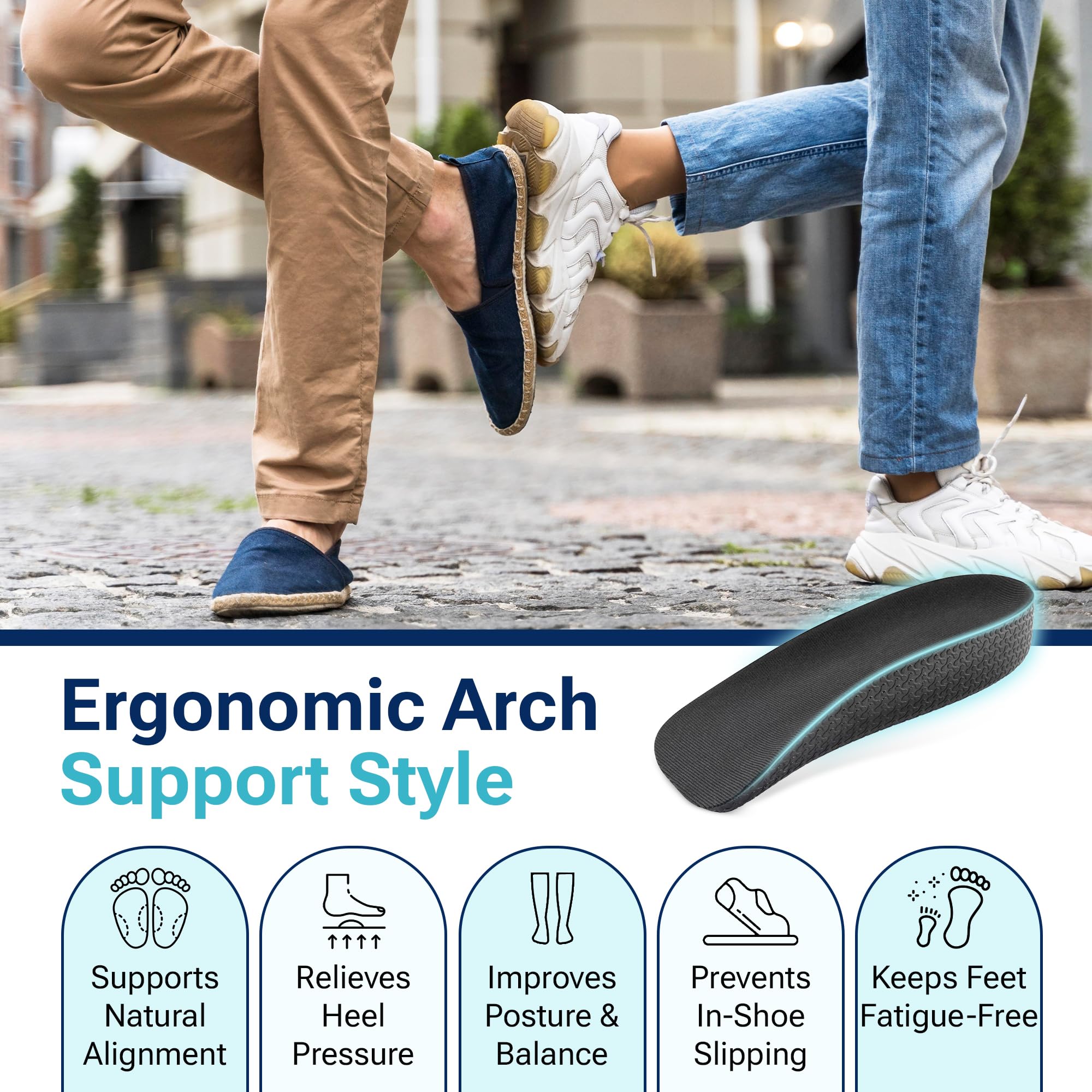 Plantillas Elevadoras de Media Longitud – Aumentadores de Altura para Zapatos Cómodos para Hombre, Aumento de Altura Instantáneo (44-45)
