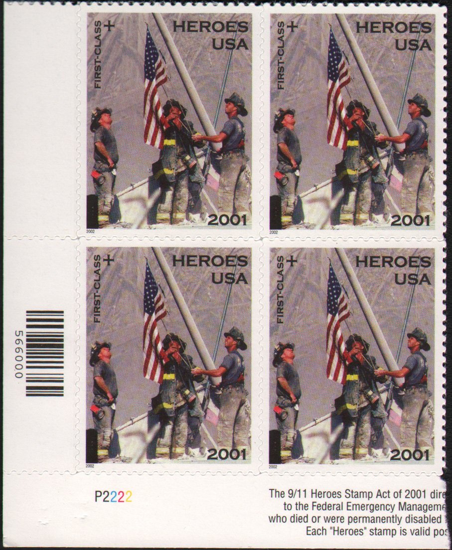 Amazon.com: HEROES OF 2001 ~ AMERICA RESPONDS ~ 9/11#B2 Plate Block of ...