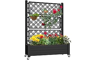 3.6x1.5x5FT Planter Box with Trellis and Lockable Wheels