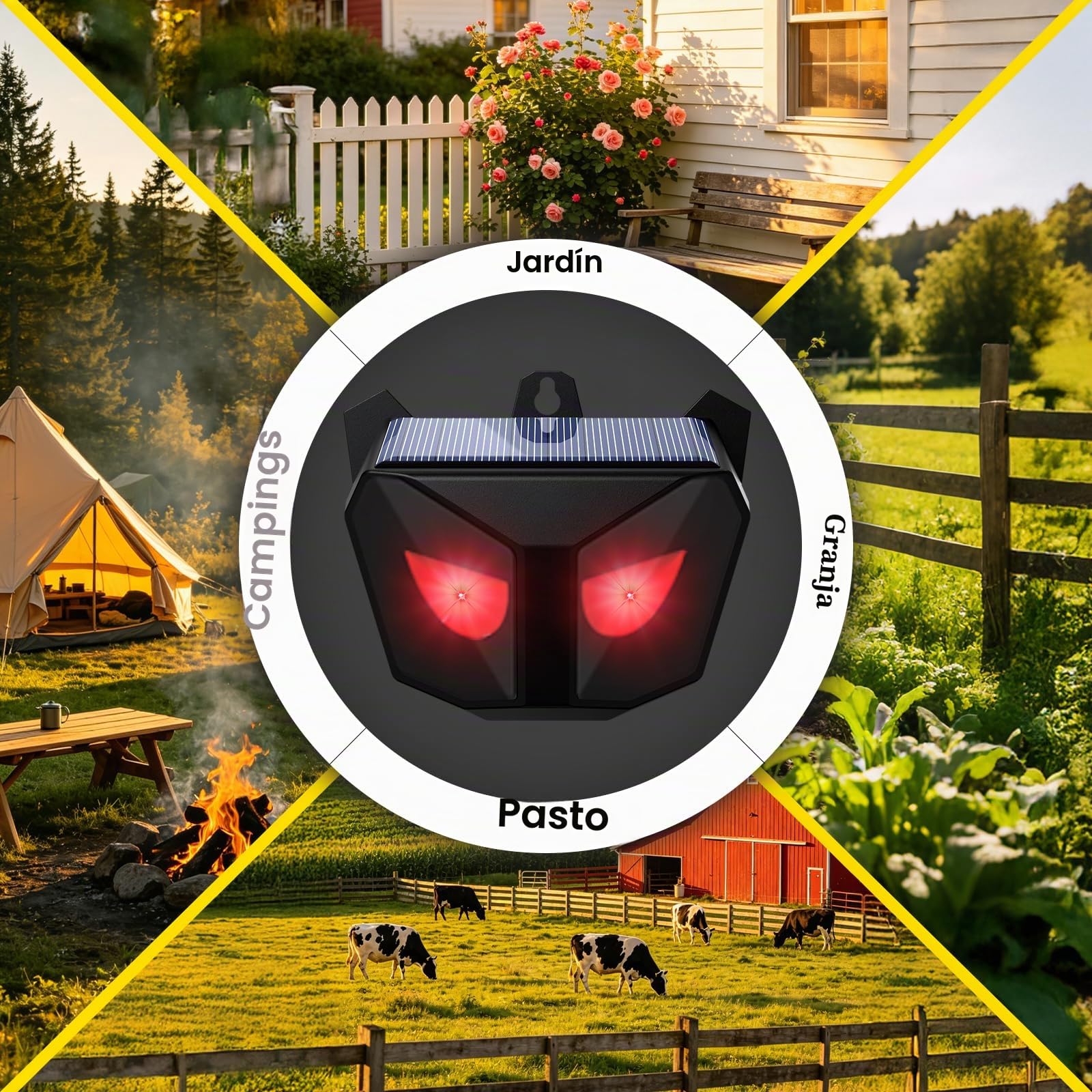 Repelente Gatos Solar, 4 Piezas Auyentadores de Gatos Potente con Luz Roja Nocturna, Auyentadores Palomas, Ahuyentador de Jabalies, Ahuyentador de Perros y Ratas Impermeable