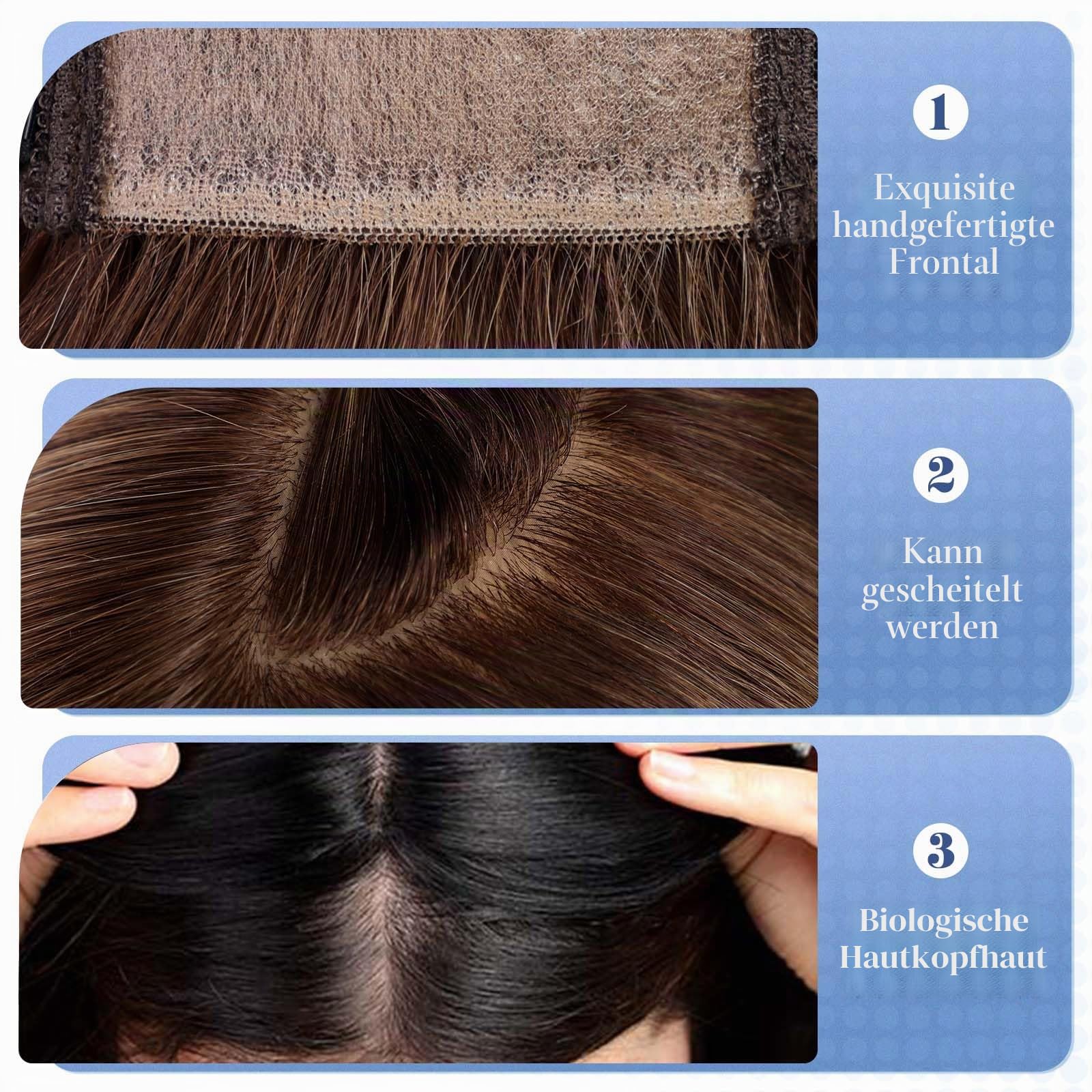 HAIRCUBE 16 Zoll Haarteile für Frauen aus echtem menschlichem Haar, 7 * 8 Zoll große Basis, ohne Pony, Haarteile für Frauen bei Haarausfall oder dünnem Haar (Ombre Hellblond)