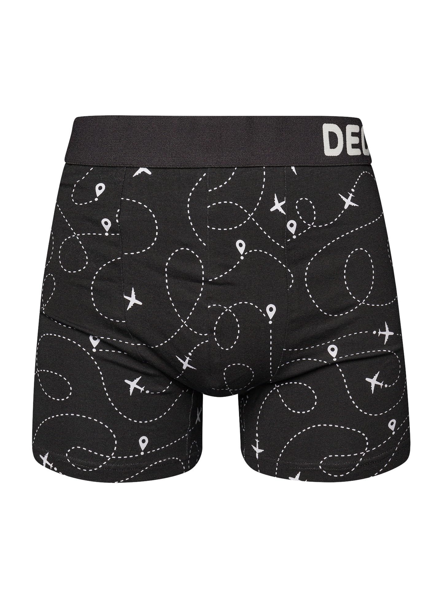 Dedoles Boxershorts Herren Unterwäsche Trunks Baumwolle lustige Designs Dinosaurier Hamster Spiele Maulwurf Geschenk, Farbe: Schwarz, Motiv: Flugroute Unterhose, Gr. XL