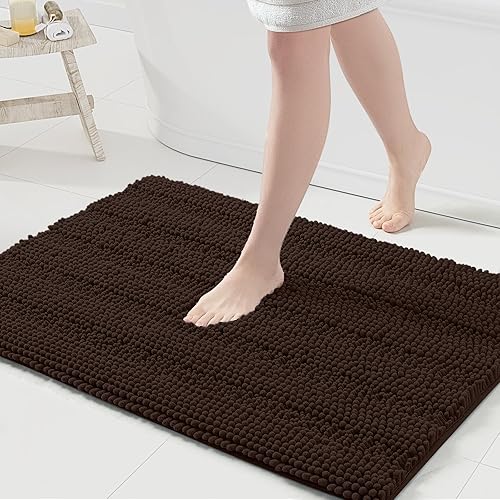 Miniatura 126 de Grandaily - Alfombras de baño de felpilla a rayas, extragruesas y absorbentes, antideslizantes, con fibras largas y suaves, lavables a máquina, para
