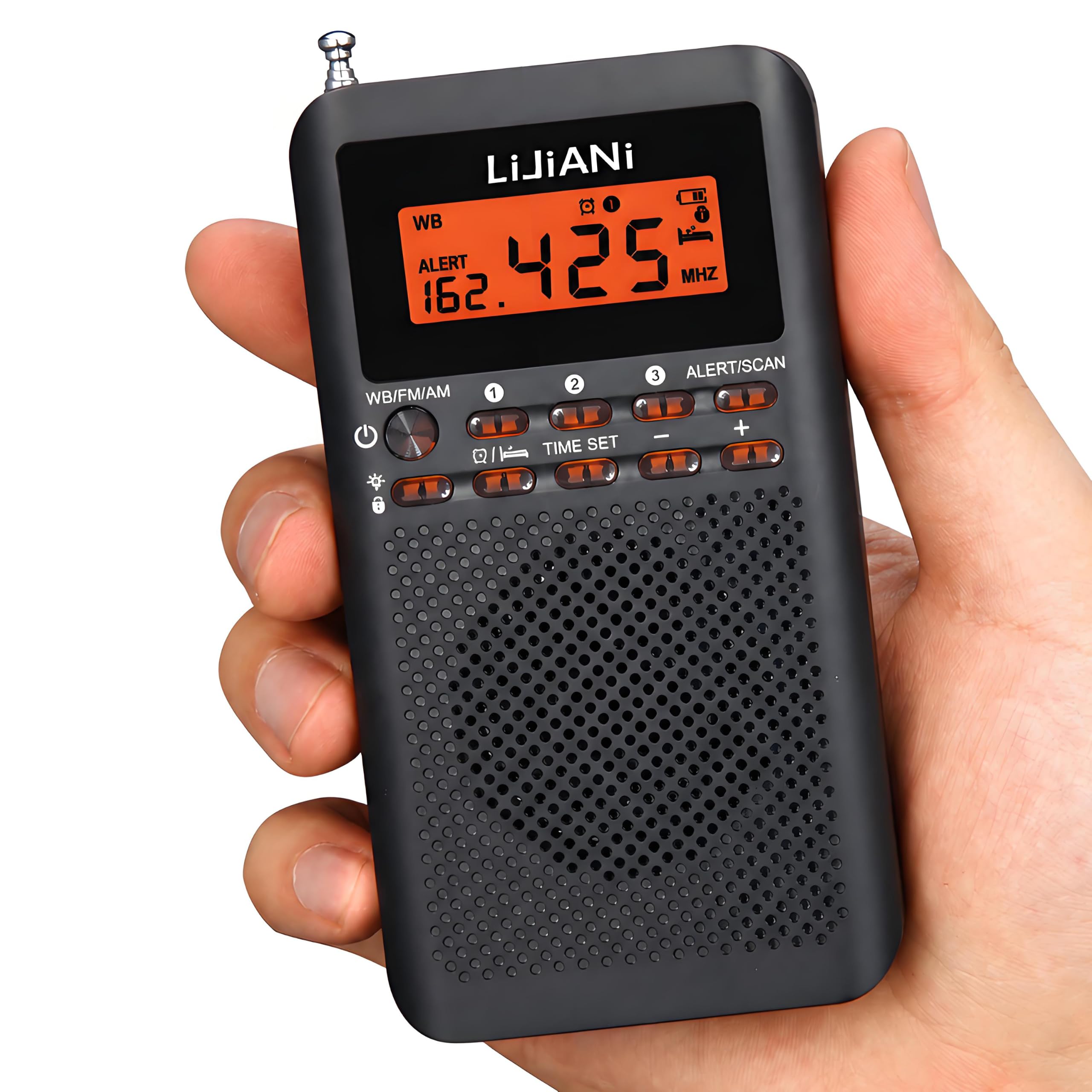 NOAA Weather AM FM Radio Portable Battery Operated by 2 AA Batteries with Stereo Earphone, LCD Display Digital Alarm Clock Sleep Timer,Built in Speaker Best Sound Quality.-image-1