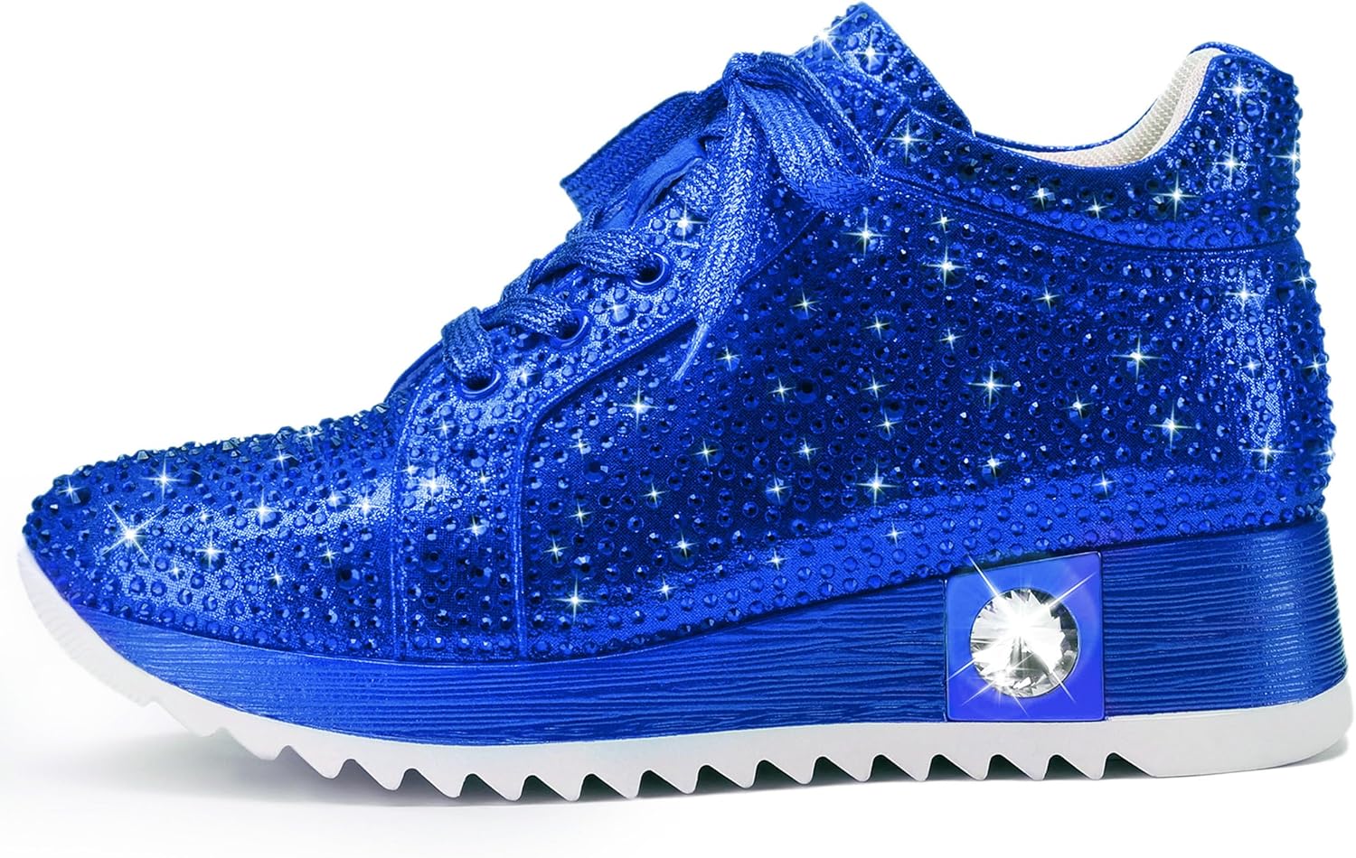 Women's Fashion Glitter Sneakers Platform Wedge Shoes Sparkly Rhinestone High Top Sneakers Trendy Sequin Shoes Wedding Bride Dress - Image 2