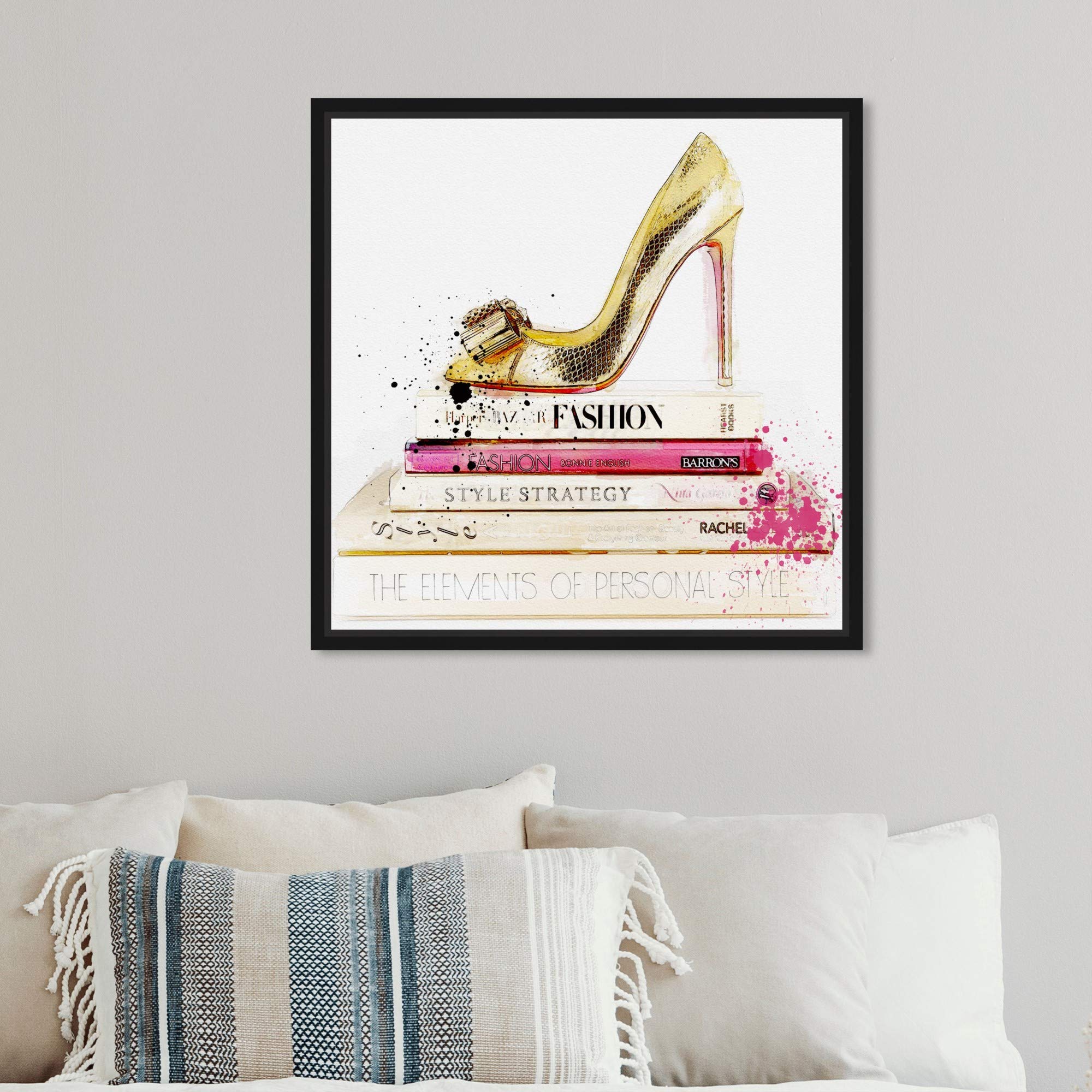 絵画 Oliver Gal GOLD SHOE AND FASHION BOOKS Amazon.com: Fashion and Glam Framed Wall Art Canvas Prints 'Gold