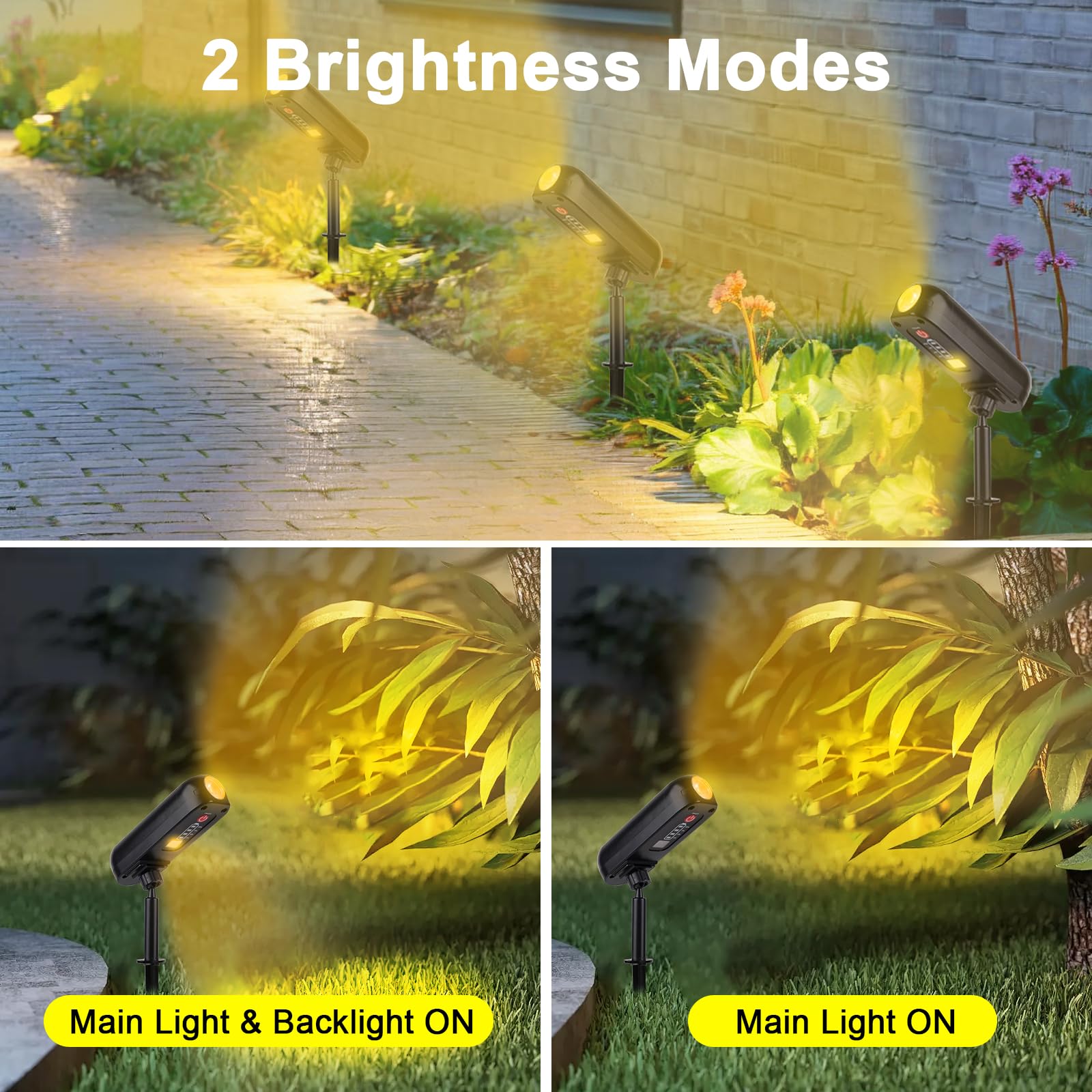 T-SUN 4 Piezas Luces Solares, 3000K Foco Solar Exterior, Luz Solar Exterior Impermeable IP65, ángulo de 360° Ajustable, Lámparas Solares para Patio, Caminos, Suelo, Piscina, Césped