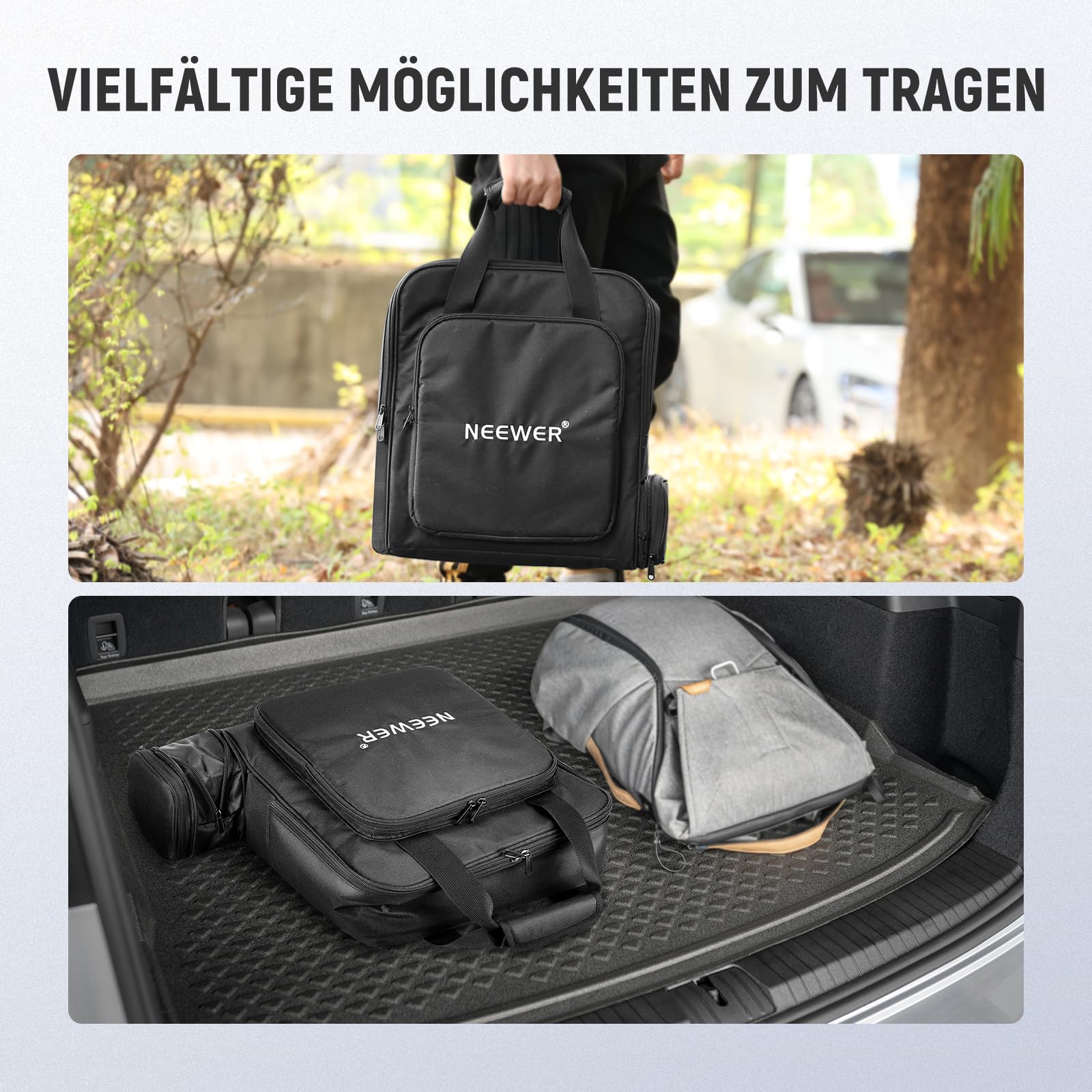 NEEWER tragbare Reisetasche kompatibel mit Starlink Mini Dish und Zubehör, leichte Tragetasche mit separatem Fach, schützende Aufbewahrungstasche, für gefaltetes Stativ Lichtstativ bis zu 44cm, RU-012