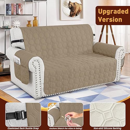 Miniatura 3 de XINEAGE Funda de sofá 100% impermeable para sofá de 2 plazas, antideslizante, lavable, protector de muebles para mascotas, niños y perros (sofá