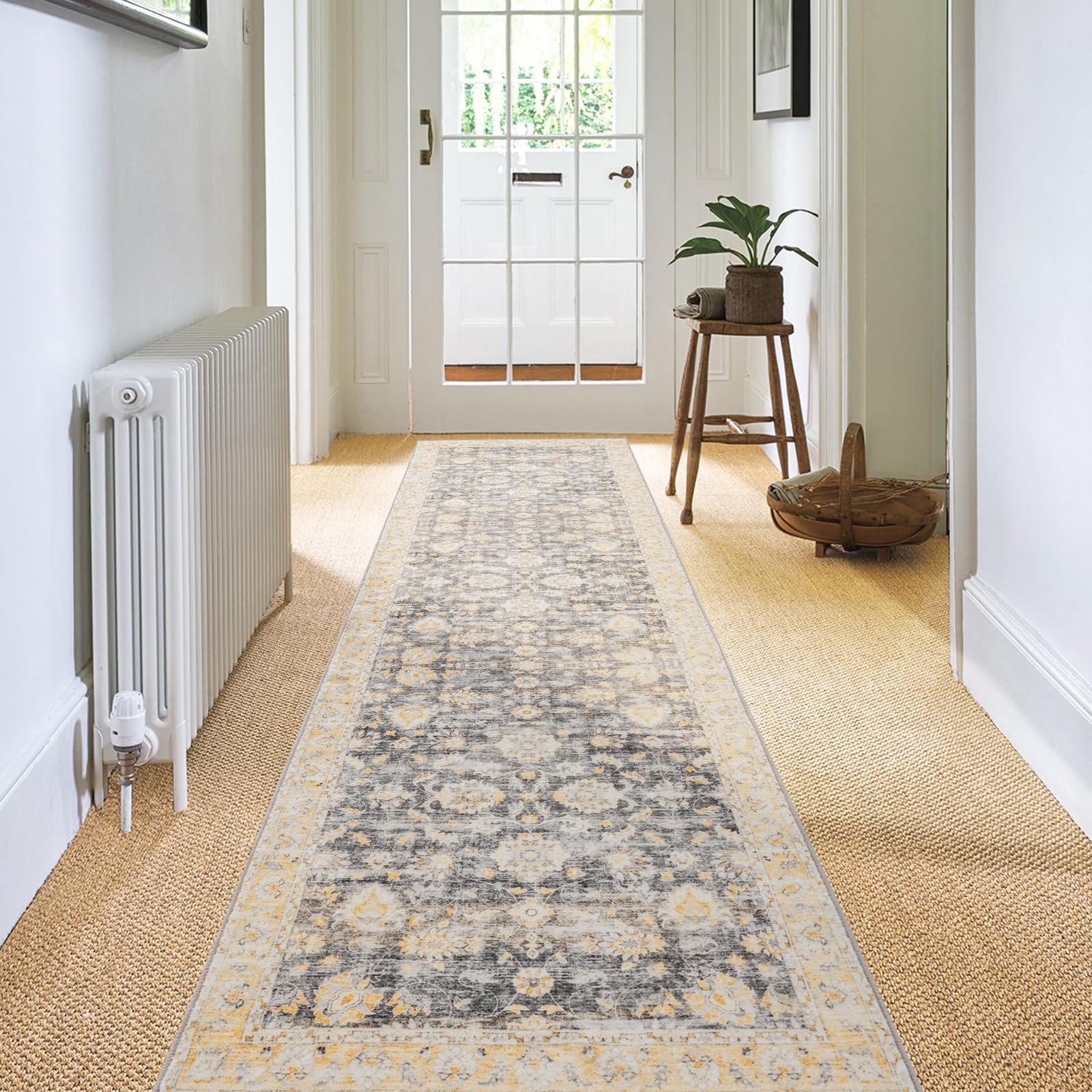 Carvapet Alfombras de Pasillo 60x300cm Alfombra Corredor Antideslizante Larga Alfombras de área Lavable Suave Microfibra Alfombra Comedor Pasillo(Gris)