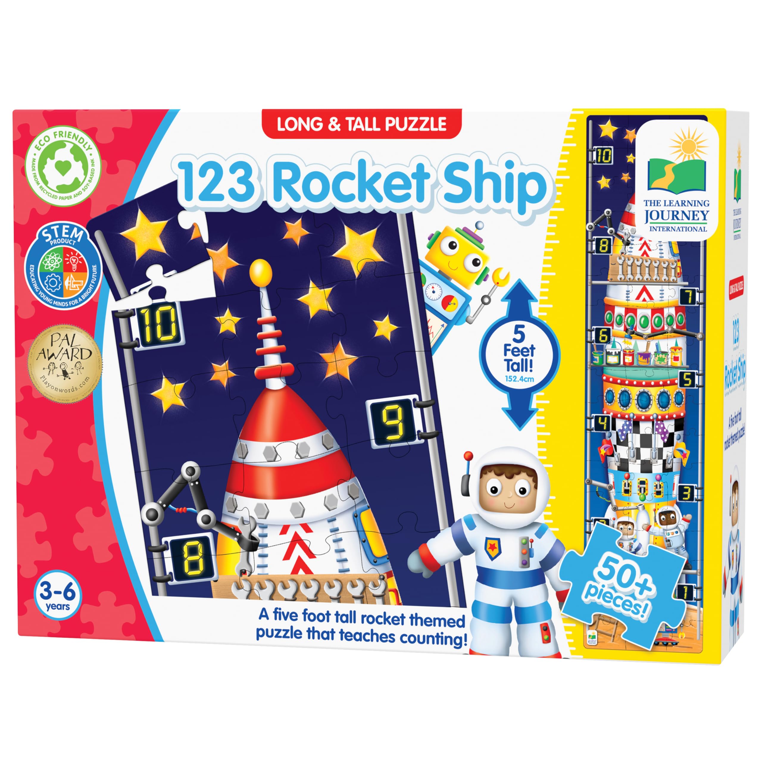 Learning Journey The Long And Tall Floor Puzzle 123 Rocketship, Blue, Gray