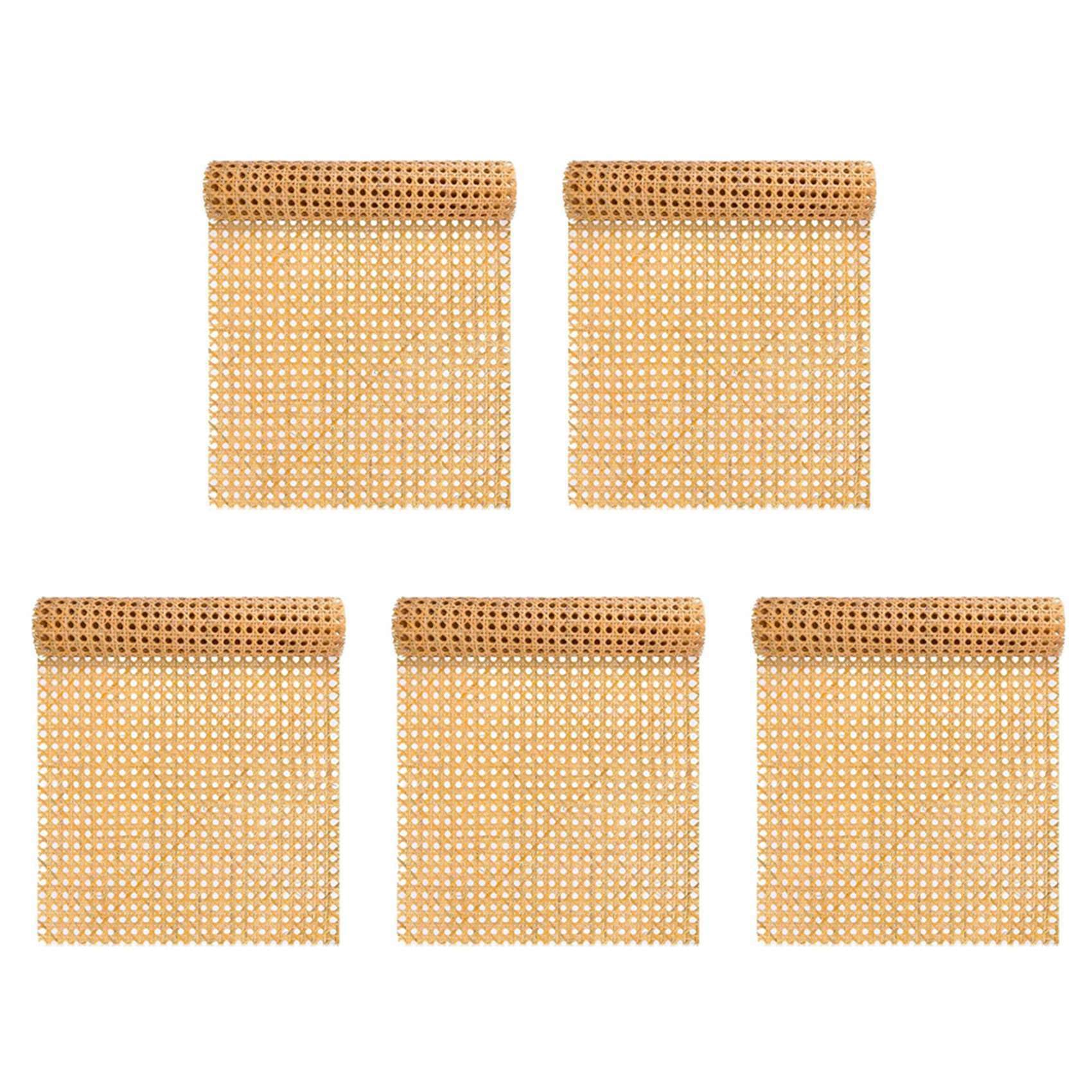 Hndhbfgrt 5pcs 16-Inch Wide Natural Rattan Webbing 40-Inch Long (3.3 Ft.) Rattan Webbing Rolls for Furniture,Chairs, Cabinets