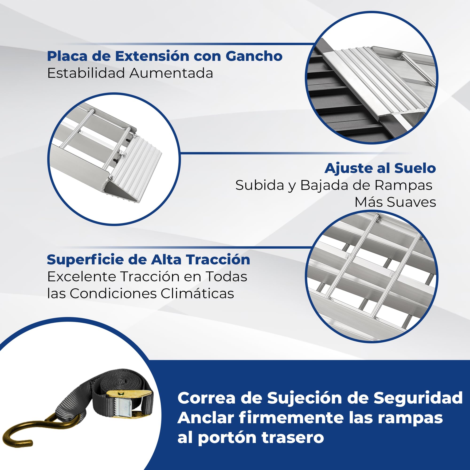 gardhom Rampa plegable para remolque, 340 kg, 226 x 30 x 5 cm, aluminio, rampa de carga para silla de ruedas, bicicleta y coche