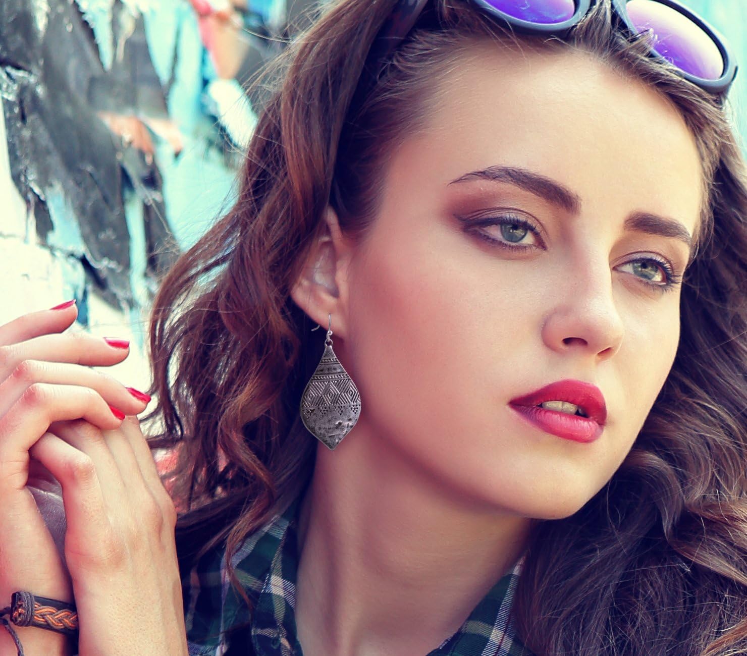 Bohemian Hammered & Engraved Silver Earrings - SPUNKYsoul Collection… - Image 2