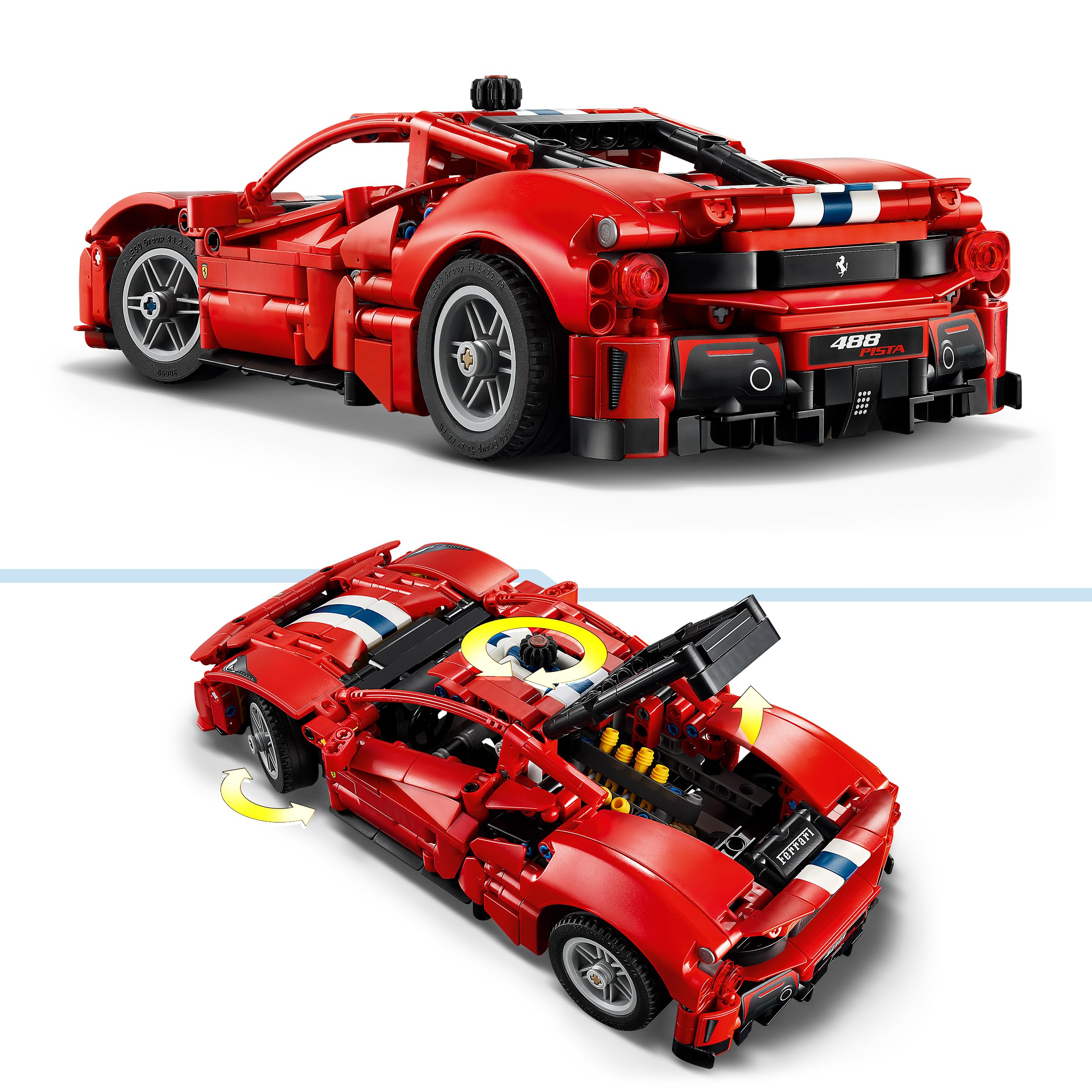 LEGO Technic Ferrari 488 Pista Auto - Bauspielzeug für Kinder ab 9 Jahren - Ferrari-Merch - Rennauto mit Lenkung, Differential und V8-Motor mit beweglichen Kolben - 42235