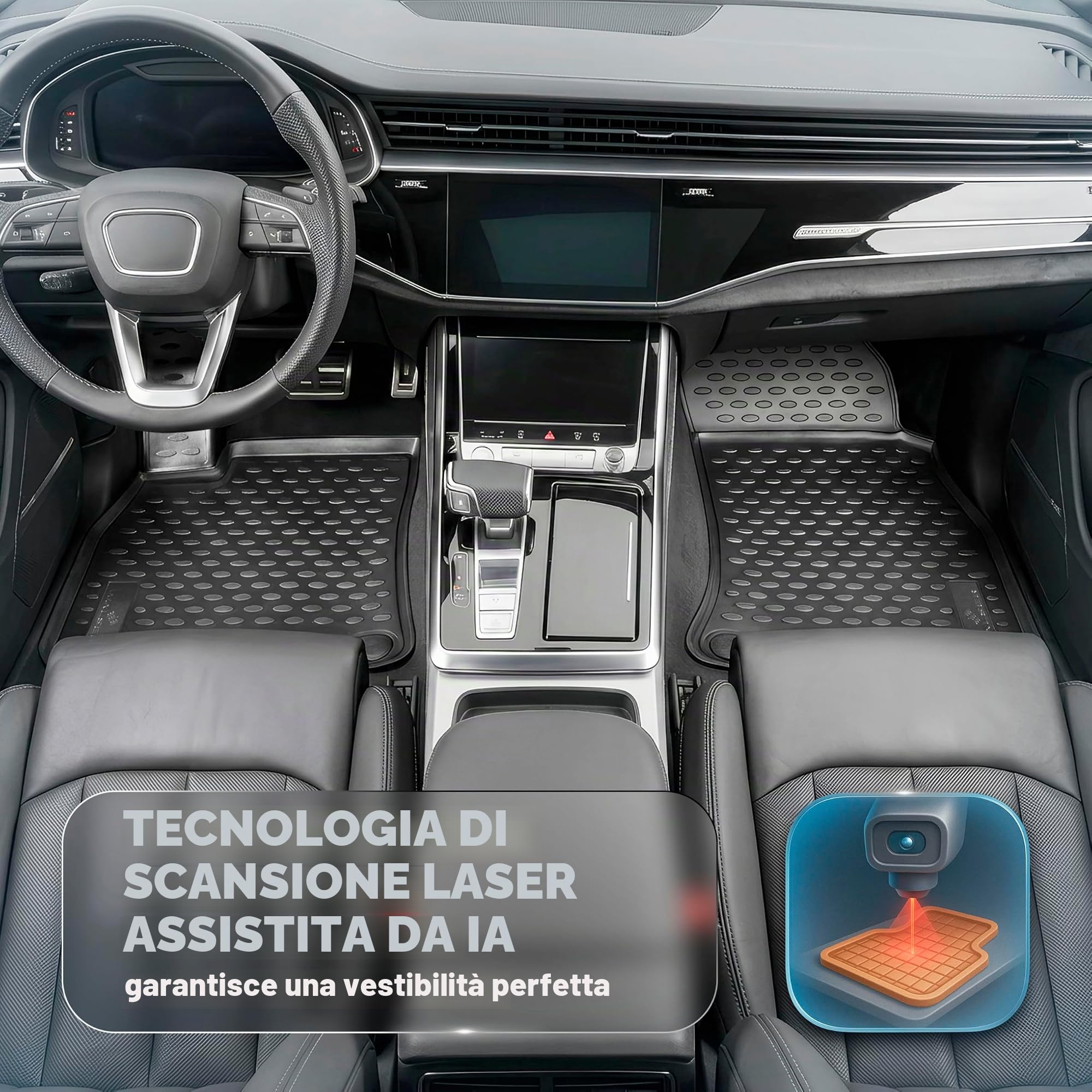 WALSER Tappetini in gomma per auto XTR su misura compatibile con VW Multivan T6.1 2019-2024