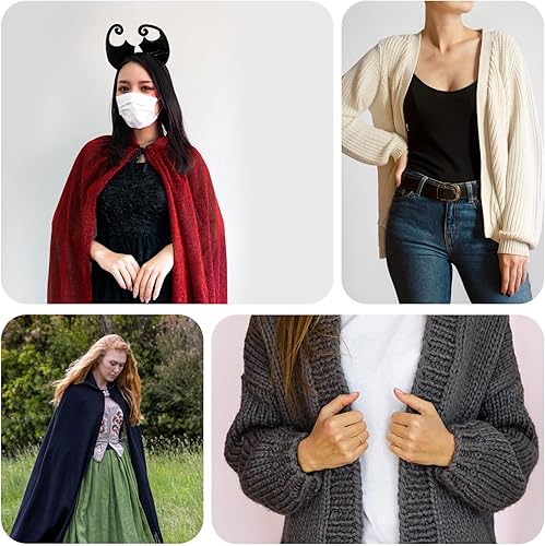 Miniatura 7 de uxcell Cierre de capa, 6 pares de plumas, cierre de capa vintage, con ganchos y ojos, suéter de chal, cárdigan, cierres de cuello, hebillas para