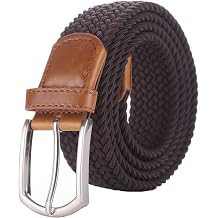 2pcs Mens Stretch Woven 1.3" Wide Elastic Braided Belts