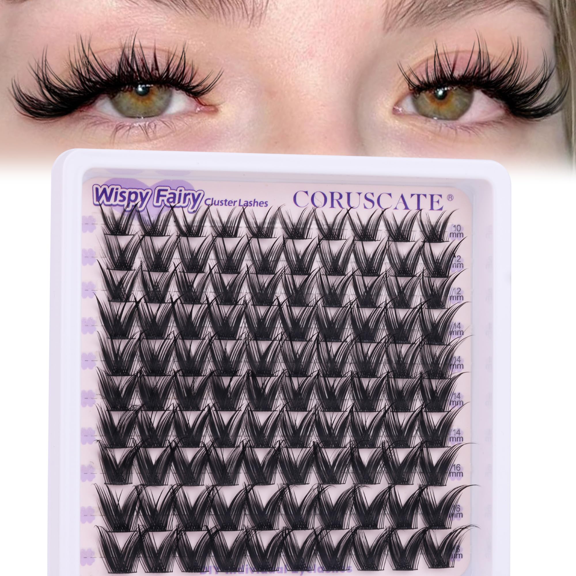 Wispy Lash Clusters C Curl Cluster Eyelash Extensions 10-16mm Eyelash Clusters Lashes Manga 100pcs Individual Lashes DIY False Eyelashes Lash Extension Wet Lashes Thin Band Fairy Look by CORUSCATE