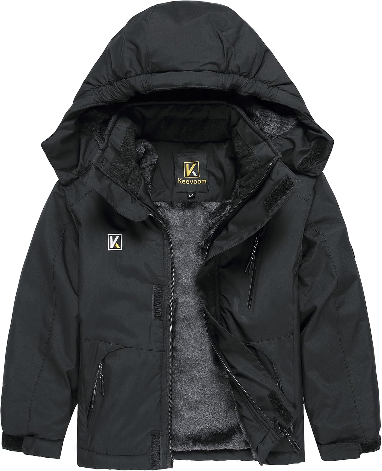 Keevoom Boys Winter Coat Ski Jacket Windproof Kids Snowboard Warm Fleece Snow Coat Waterproof Outdoor Hooded Ski Coats