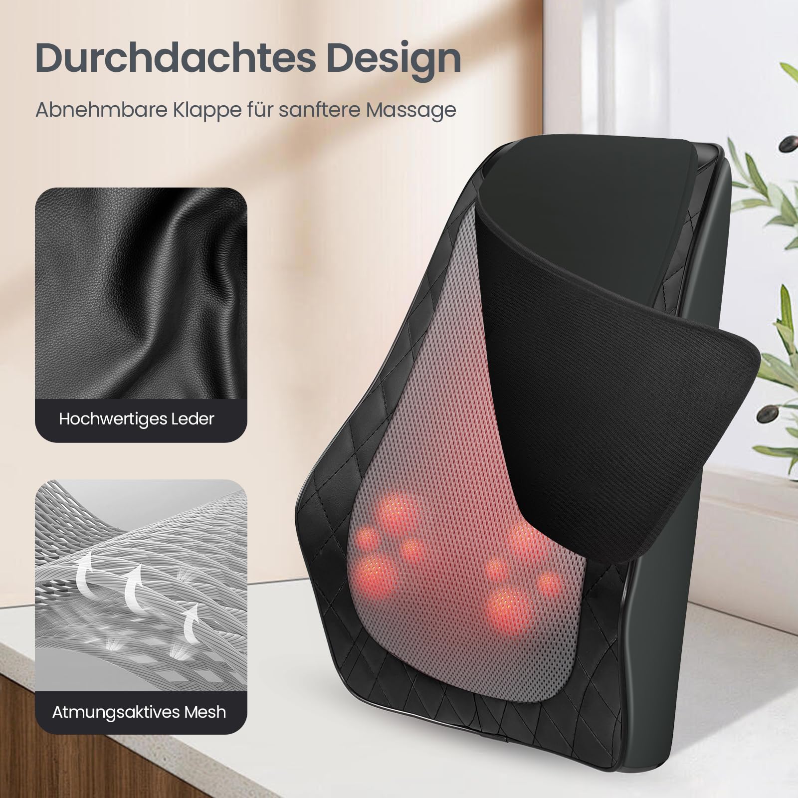CuPiLo Rücken- und Nackenmassagegerät mit Wärme, Shiatsu Nackenmassagegerät für Bürostuhl Gaming Stuhl, 3D Knet-Massagekissen, Geschenk für Büro Zuhause, Geschenke für Mama Papa Frauen