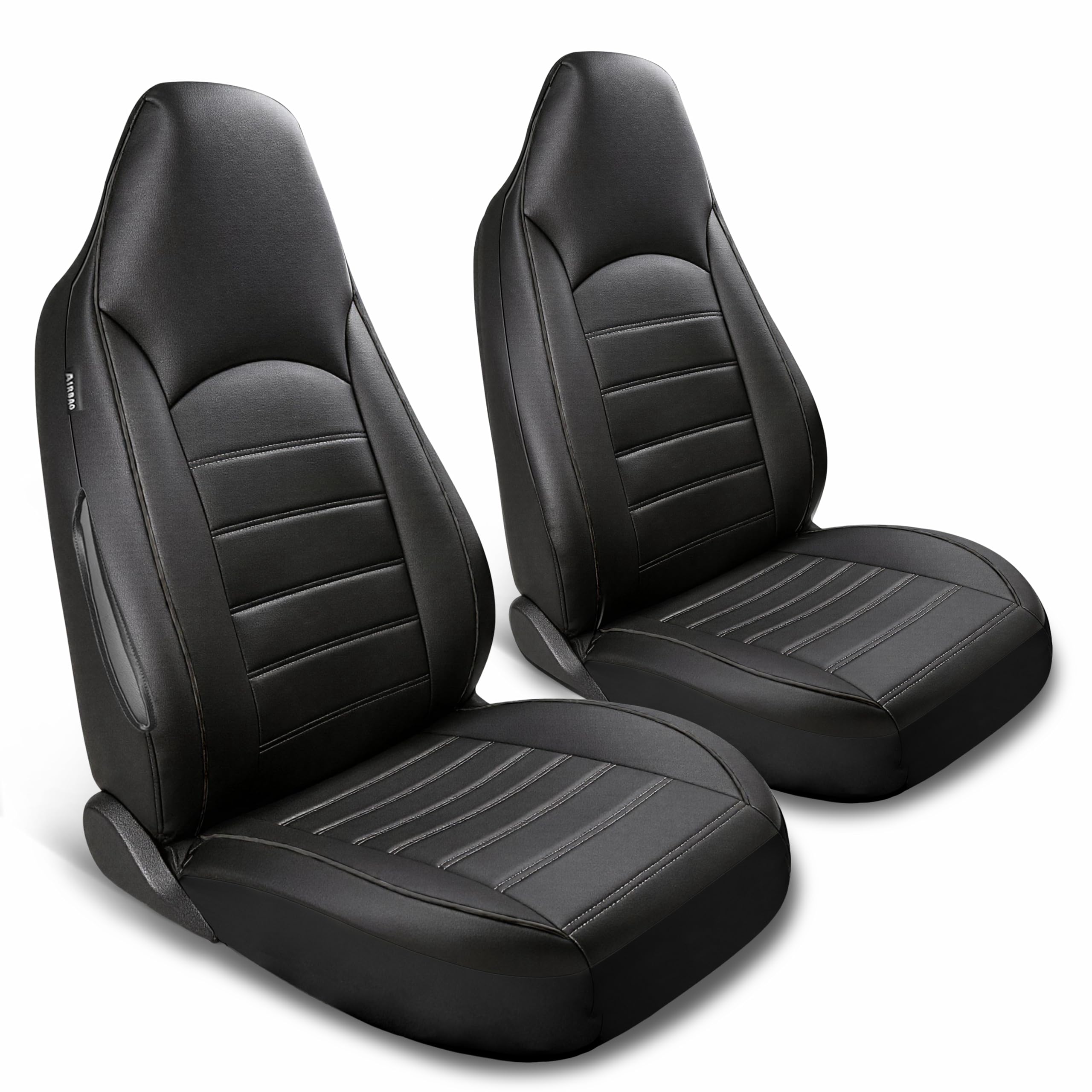 AUTOYOUTH Lot de 2 housses de siège avant universelles en cuir PU imperméable - Noir - Compatible avec airbag - Pour SUV, camionnette, berline
