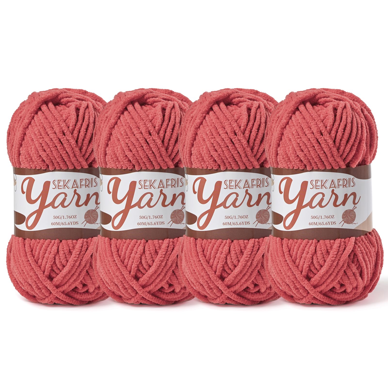 Chenille Yarn for Crocheting Crochet Watermelon Red Yarn 4 Pack