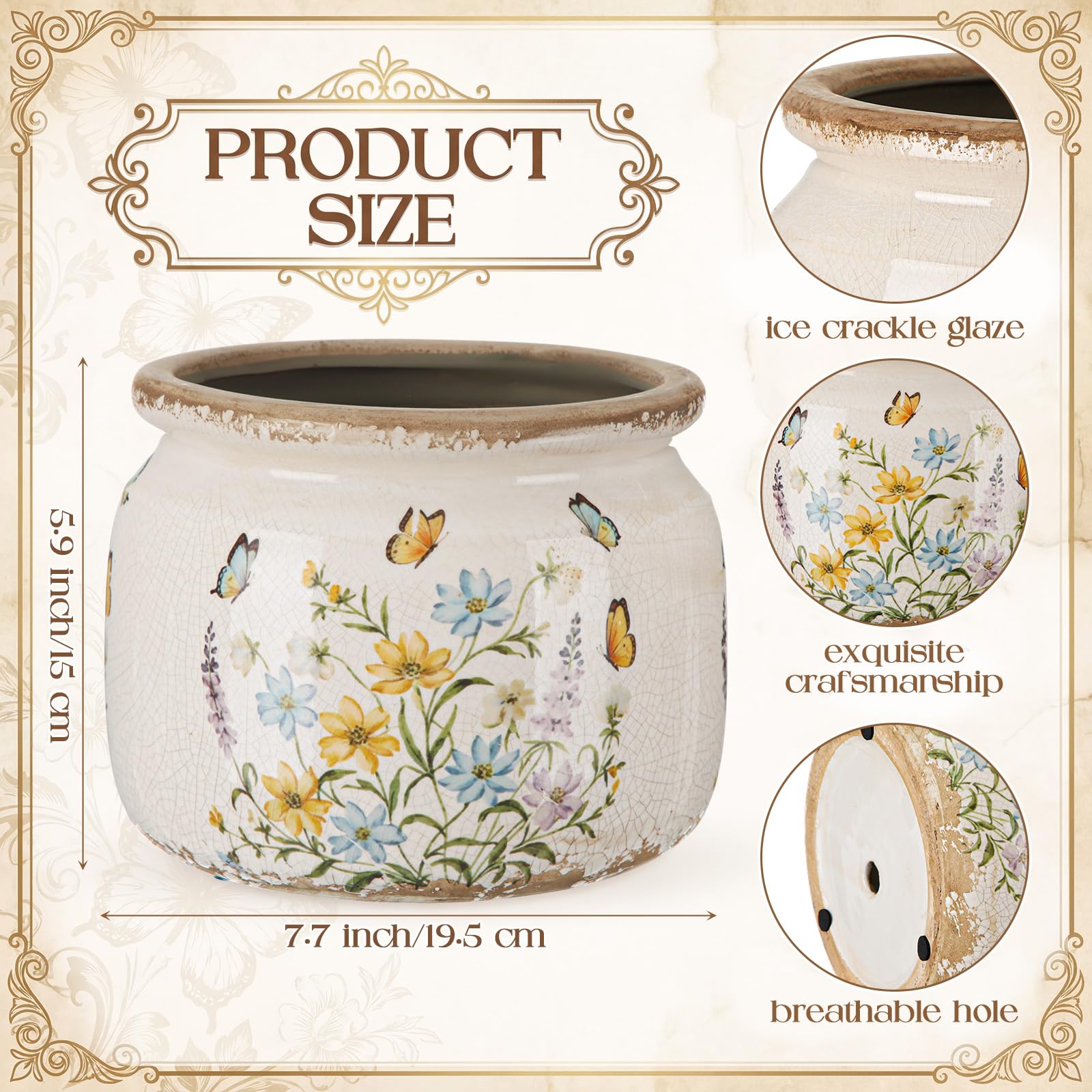 Amazon.com : Ninehaoou 7.7″ Large Vintage Ceramic Plant Pot with