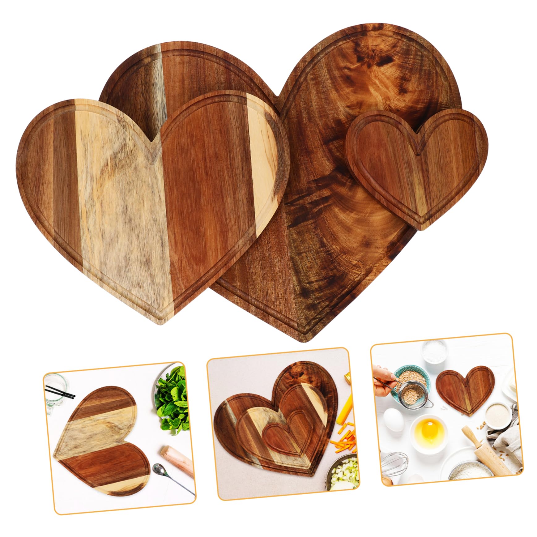Planche en Bois de Cœur 3 Pièces, Robuste Cuisine