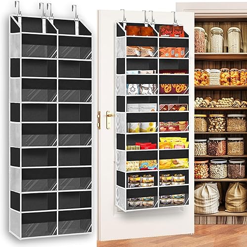 Organizador de 5 niveles, extra grande detrás de la puerta de almacenamiento de 10 compartimentos, capacidad de peso de 80 libras, organizador de