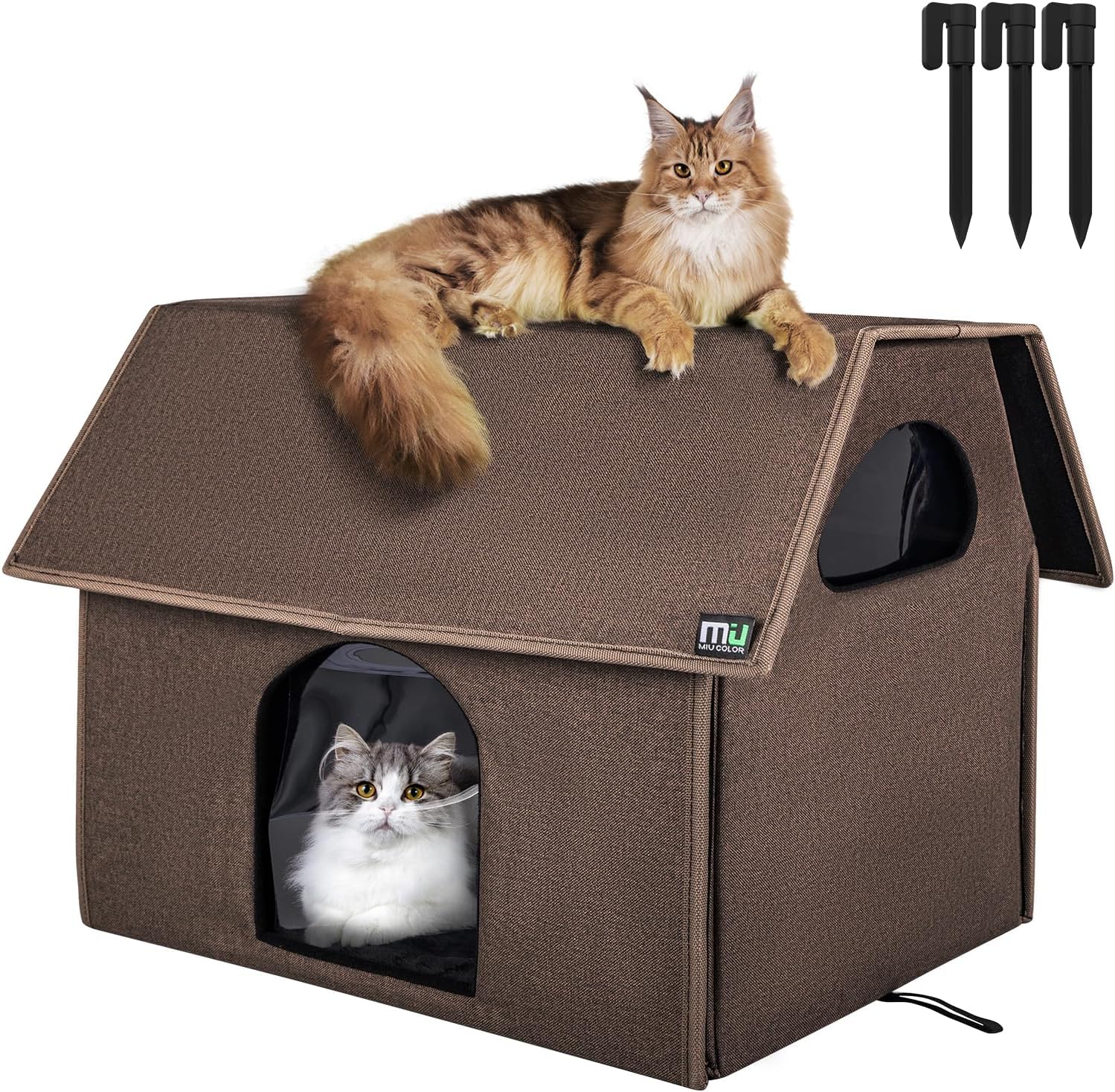 MIU Color Outdoor Cat House, Extra Large Weatherproof Cat Houses for Outdoor Cats, Insulated Feral Cat Shelter, Big Cat Bed, 20.5" x 17.5" x 16.6"
