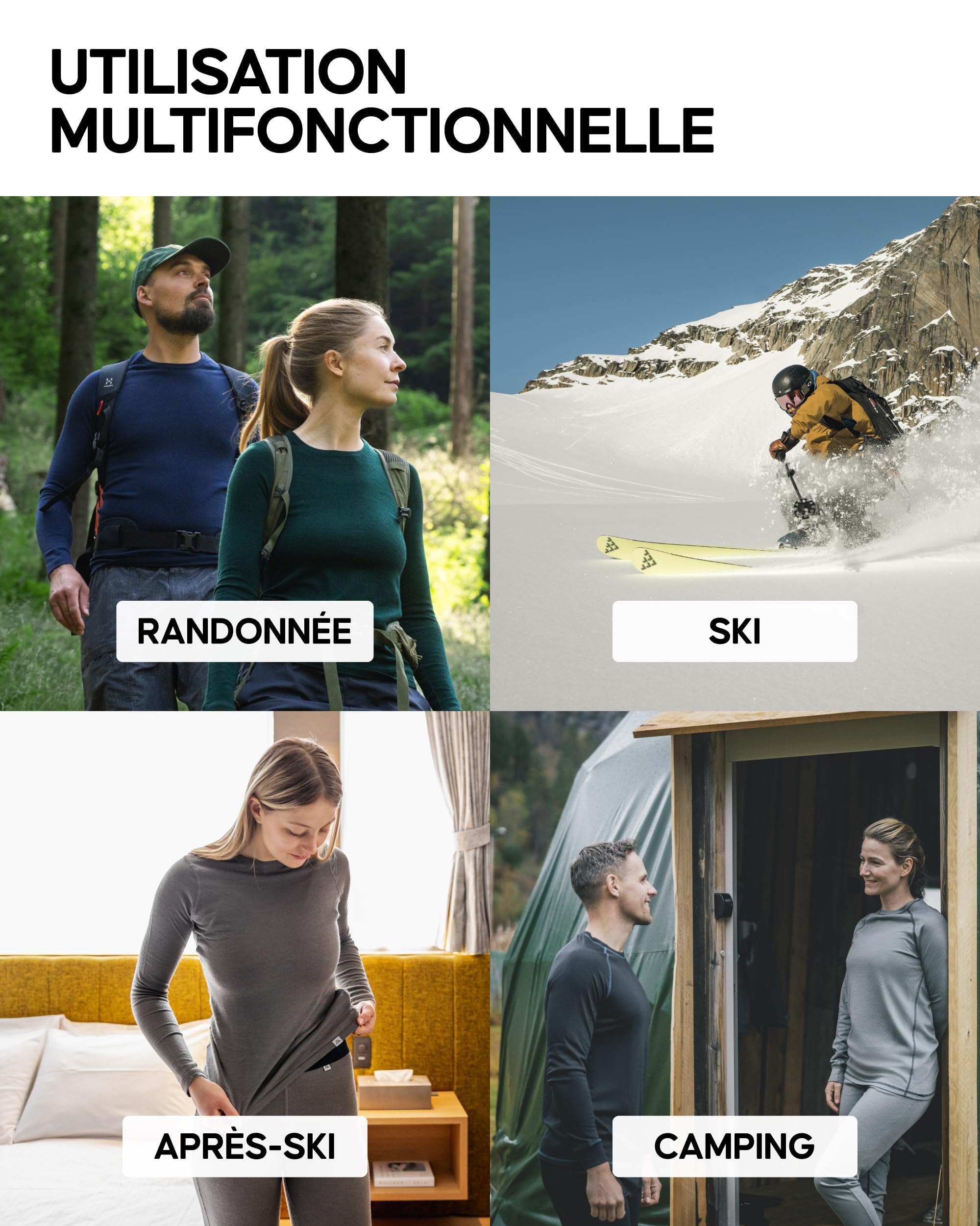 DANISH ENDURANCE sous-Vêtements Thermiques en Laine Mérinos Chaudes pour Femmes, Ensemble de Couches de Base (Haut & Bas) Vêtements Thermique pour Femmes