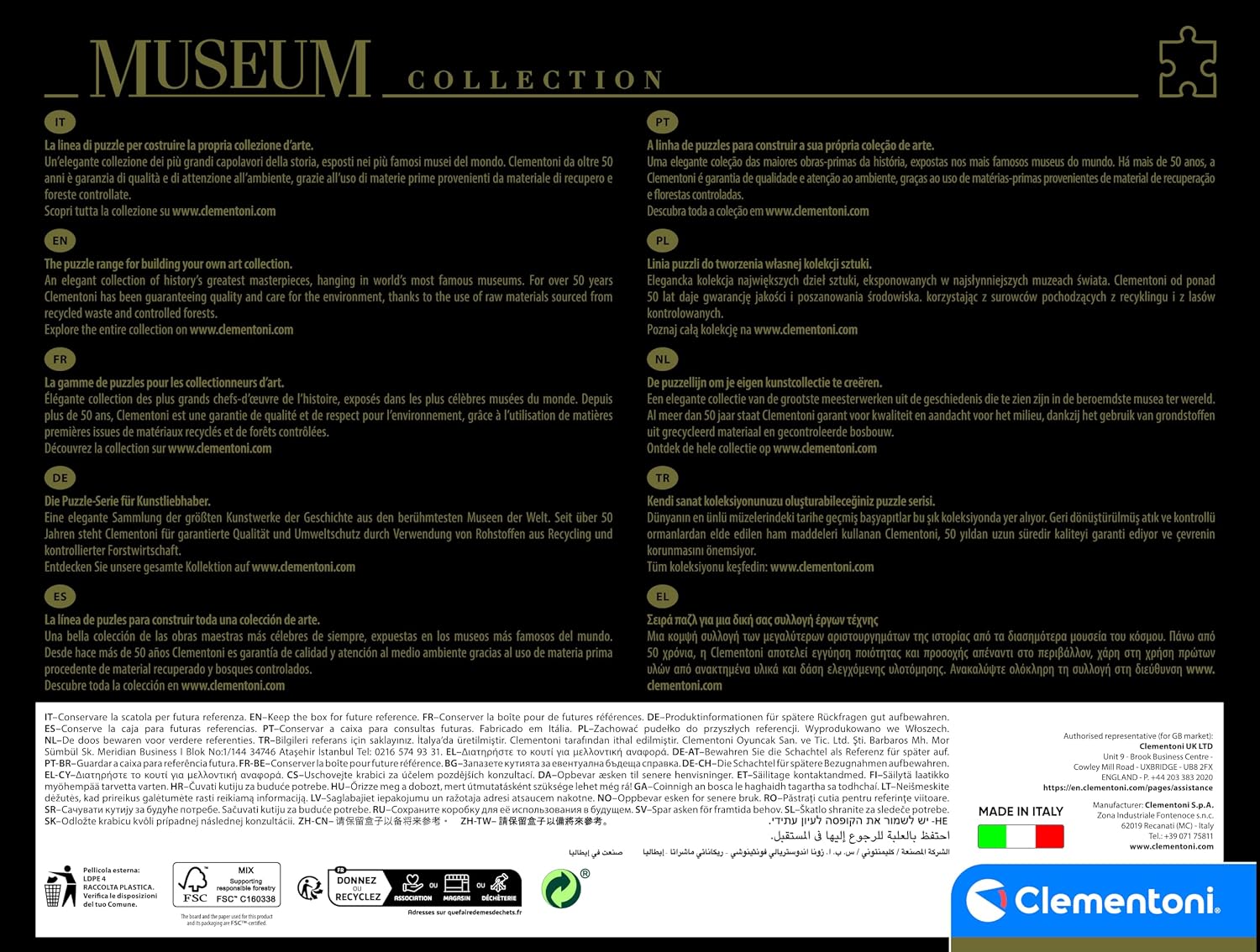 Clementoni - 39549 - Museum Collection Puzzle Louvre - Delacroix, Liberty Leading The People - 1000 Pieces - Made in Italy - Jigsaw Puzzles for Adult Painting