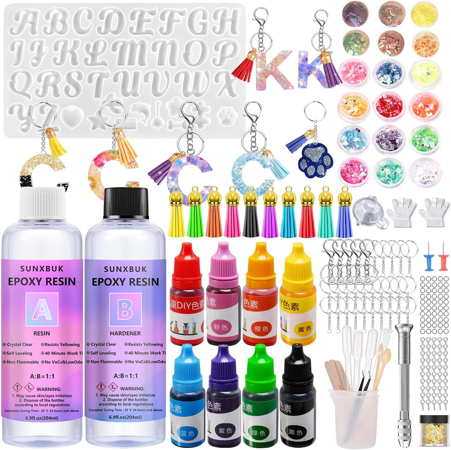 SUNXBUK Resine Epoxy Transparente 608ml,1: 1 Ratio, Kit De Résine, Kit