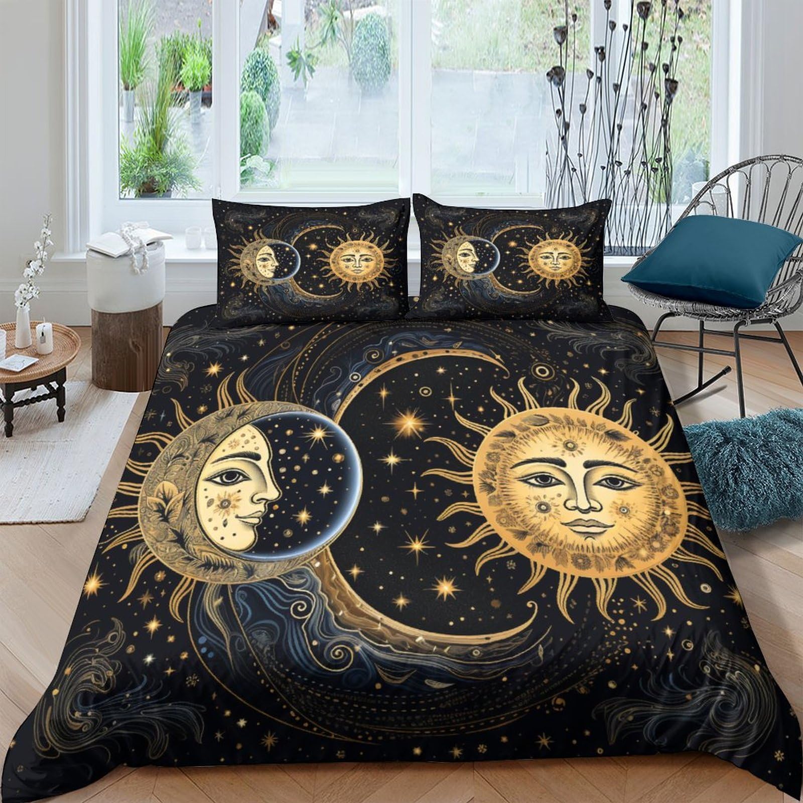 Housse de couette 200x200cm astrologie galactique et taies parure lit double 3D