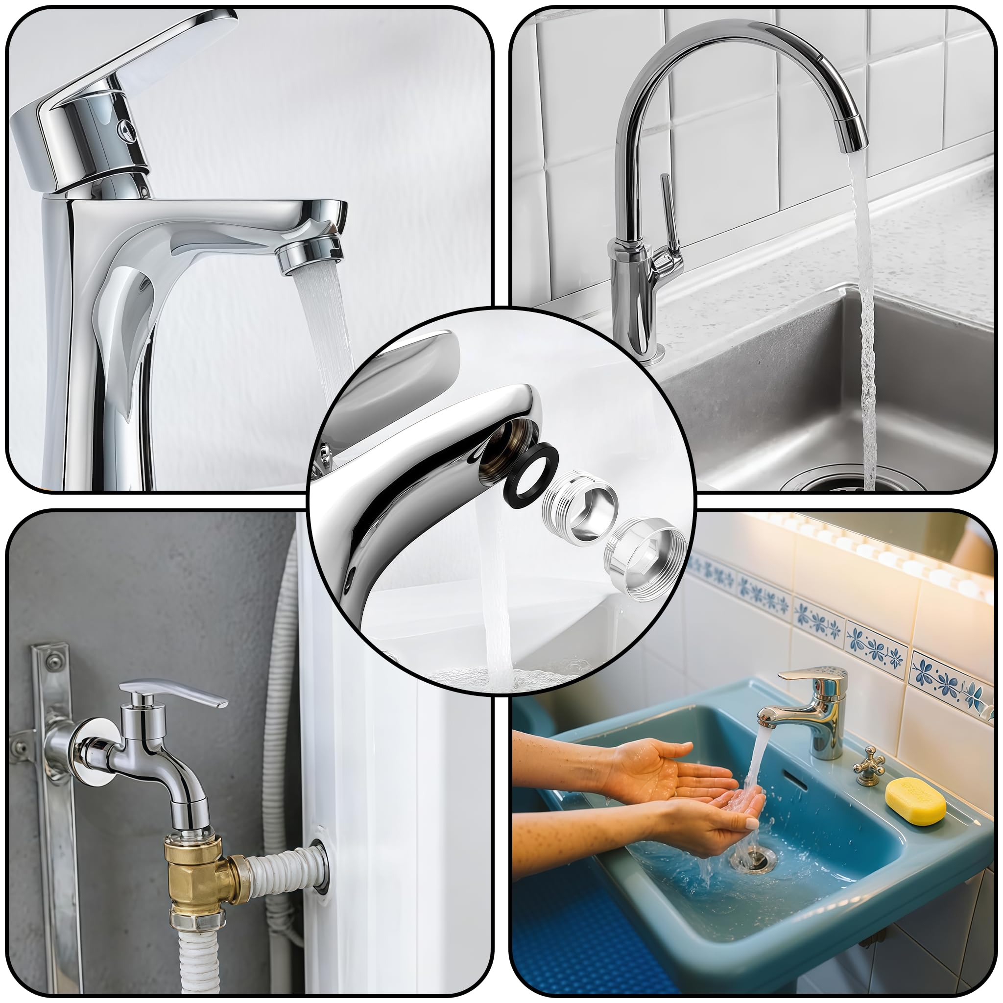 Set da 10 Adattatori Universali per Rubinetto in Ottone, Raccordo Doppio Maschio/Femmina per Tubo da Giardino, Frangigetto, Lavandino & Cucina, Impermeabile e Anti-Corrosione
