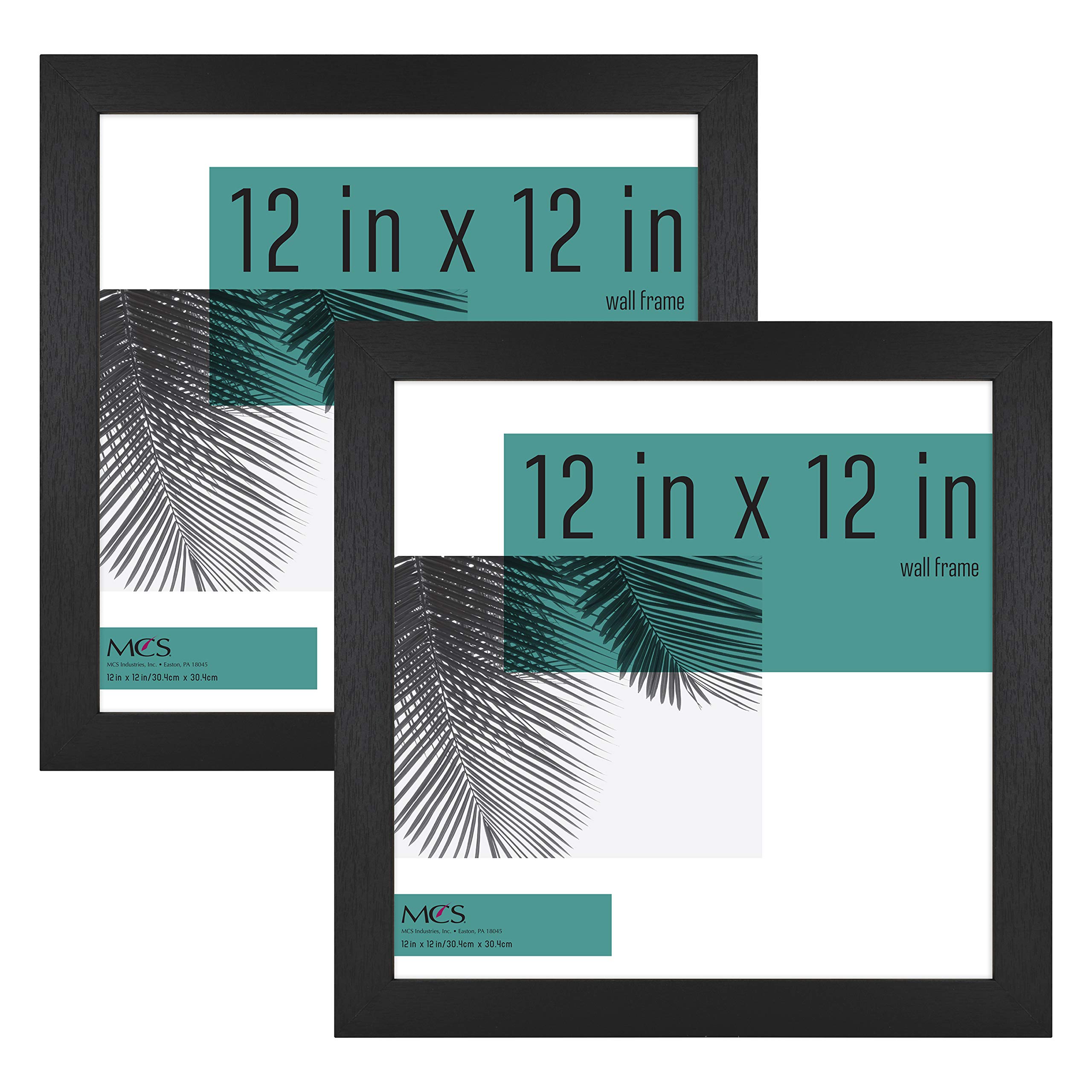 MCSStudio Gallery 12x12 Picture Frame Black Woodgrain, Wall Hanging & Easel for Tabletop Display, Square Photo Frame for Photos, Posters & Art Prints (2-Pack)