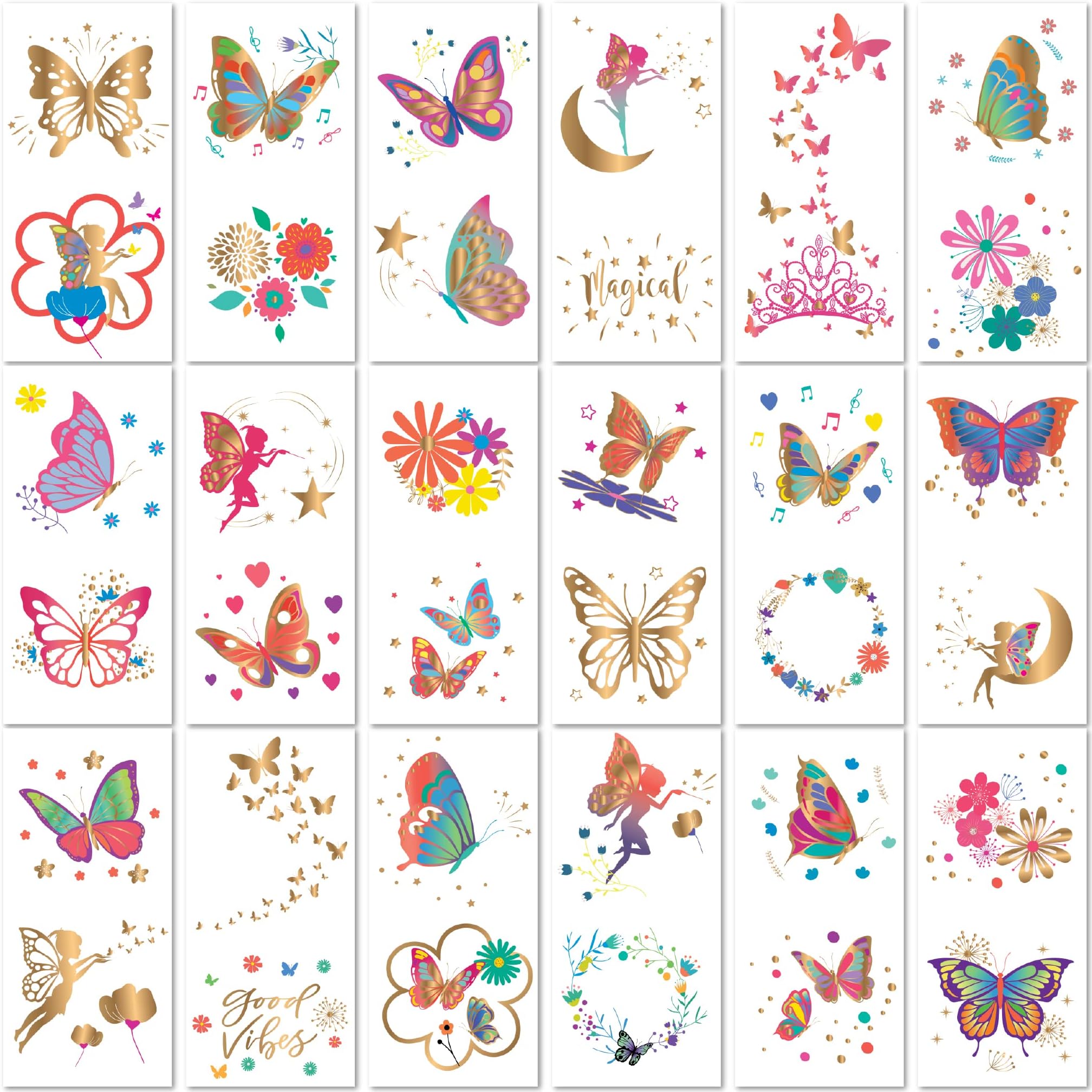 PapaKit Butterflies & Fairies 36 Temporary Tattoos