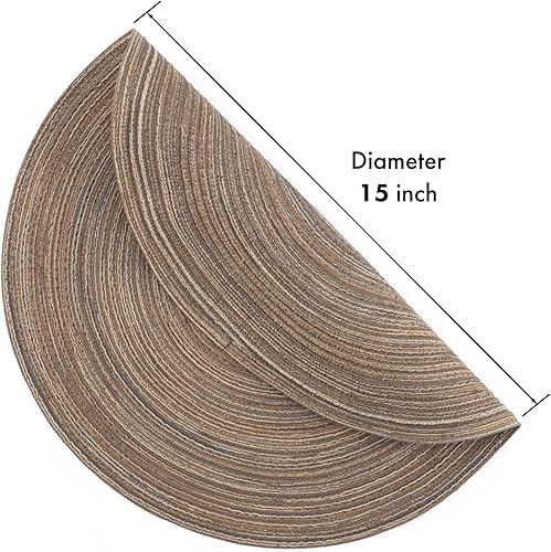 Miniatura 2 de Winknowl Juego de 4 manteles individuales redondos trenzados, lavables, tejidos resistentes al calor, para mesas de cocina, comedor, manteles