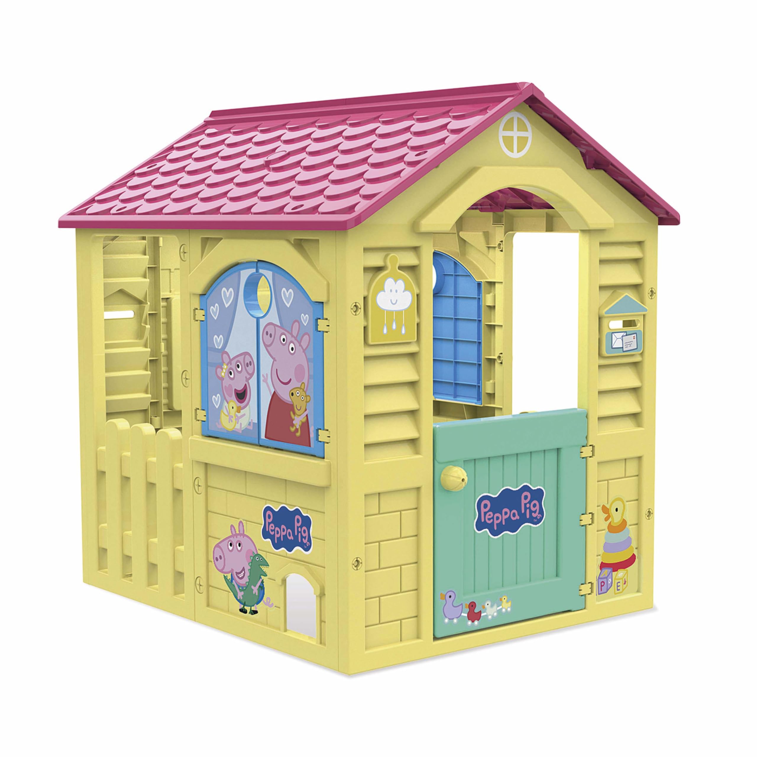 Casita Infantil Peppa Pig: Diversión Exterior en Amarillo y Rosa