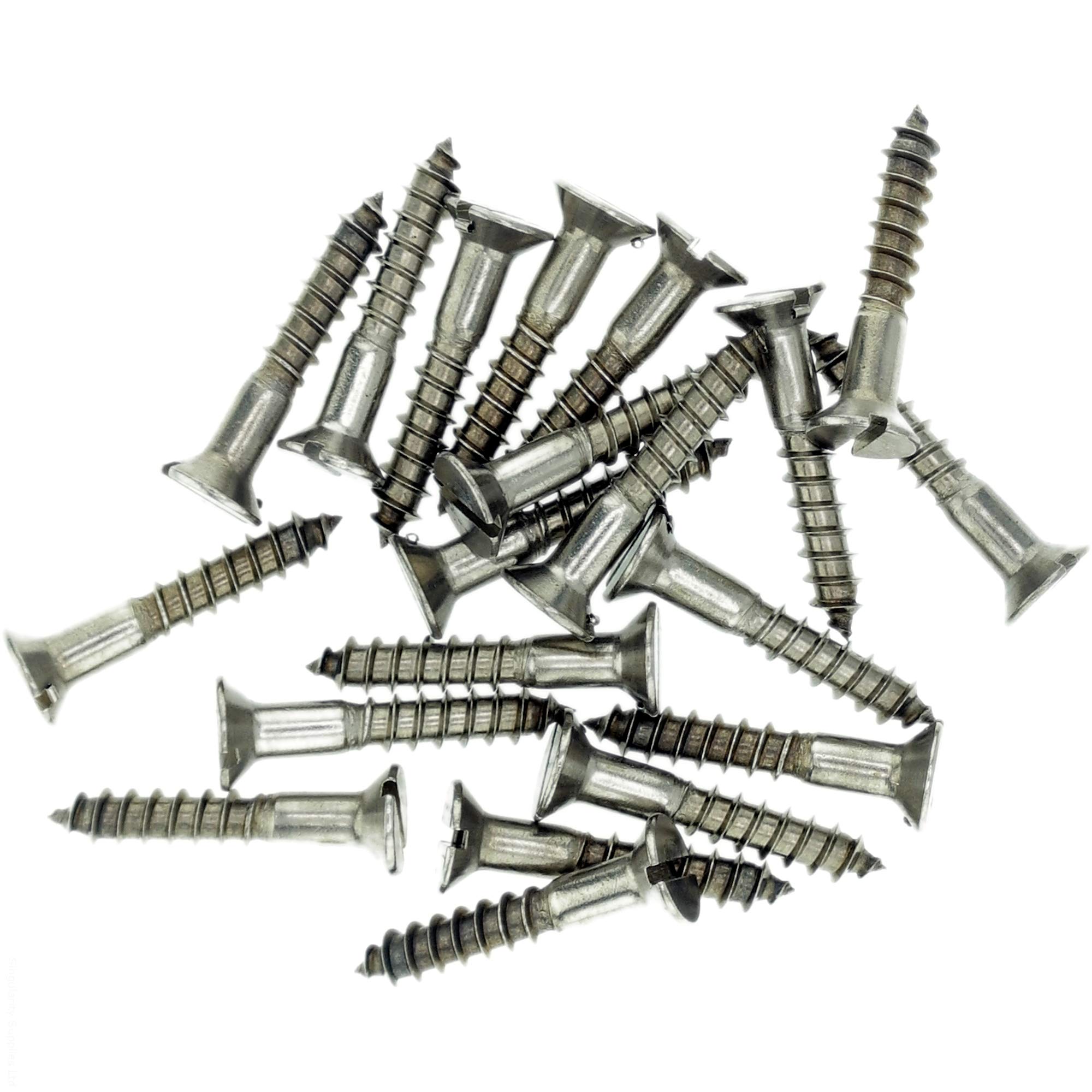 Singularity Supplies No.4 X 0.63 (3.0Mm X 16Mm) Slot Countersunk Wood Screw - Stainless Steel (A2) (Pack Of 20)