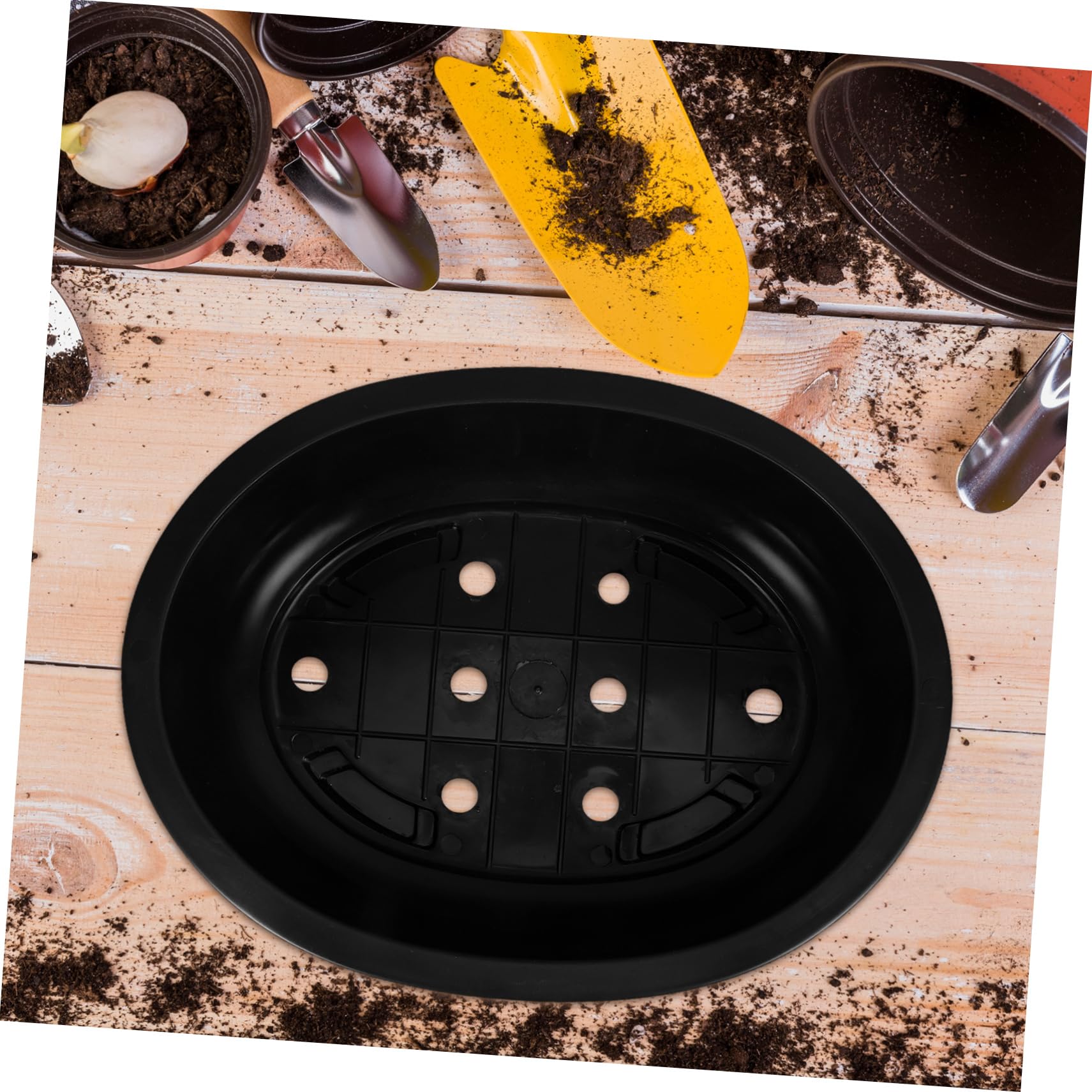 Macetas Ovaladas Grandes Pack de 4 Unidades de Plástico Orificios de Drenaje Contenedores Resistentes y Ventilados para Jardinería Exterior E Interior para Plantas y Flores