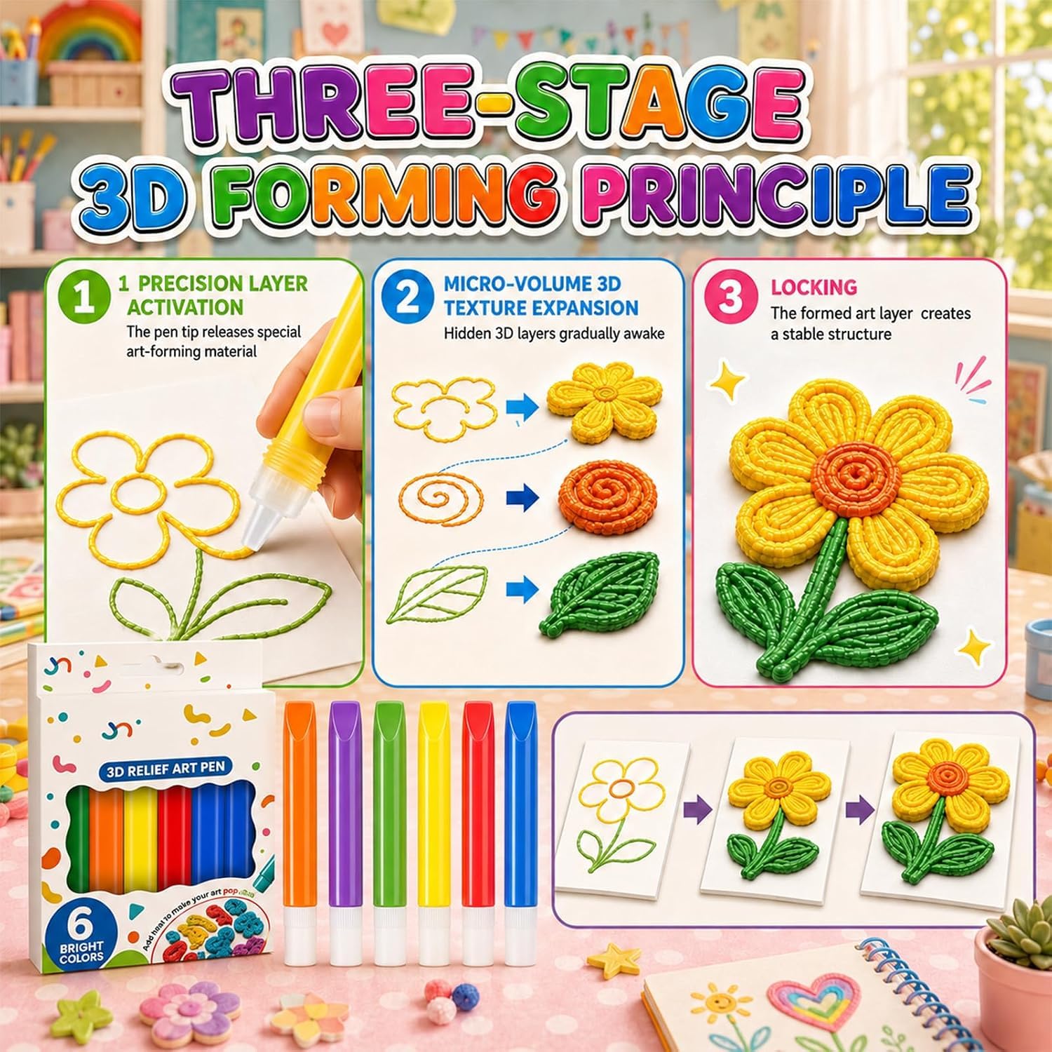 3D Relief Art Pen - Create Textured Designs -4