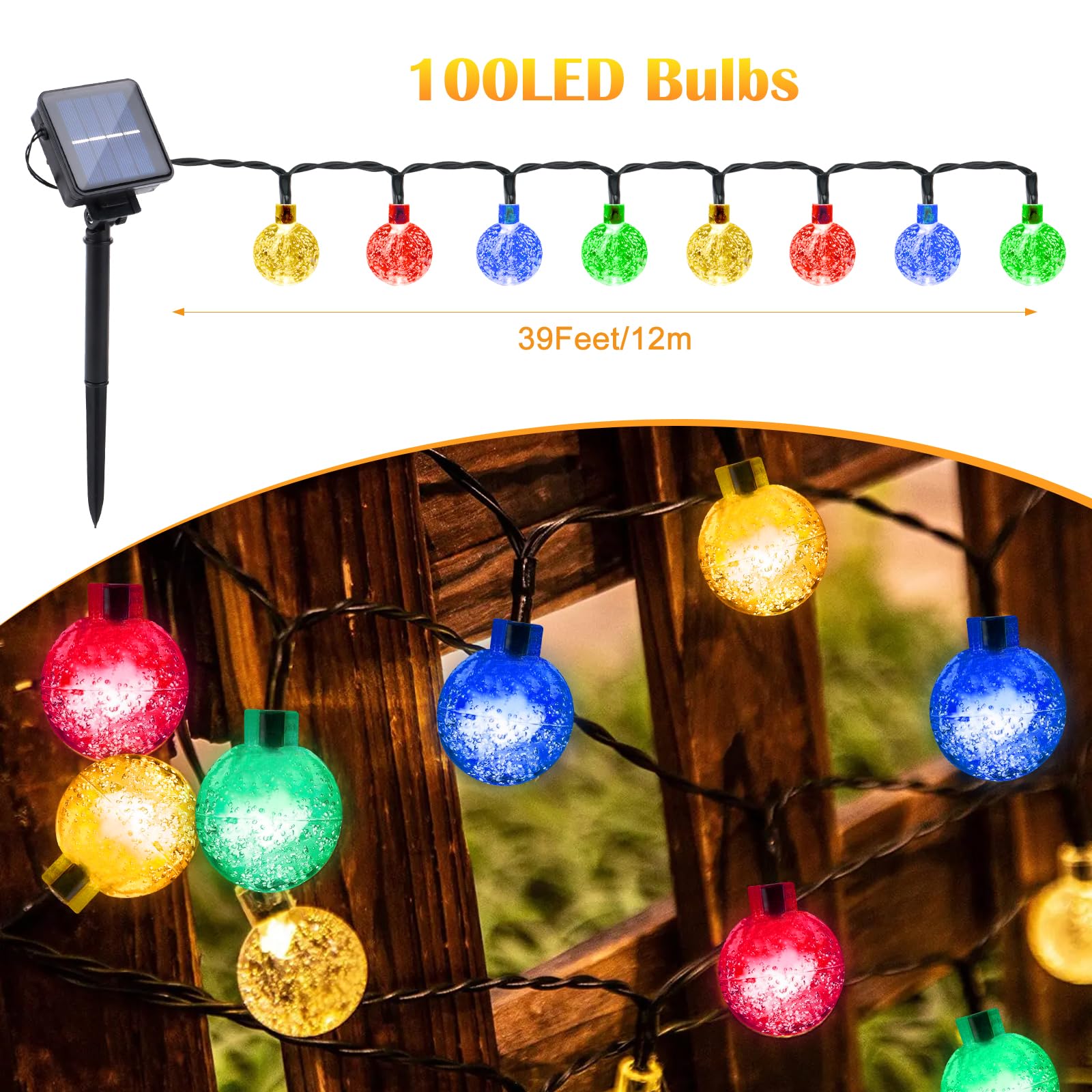 7m Solar Lichterkette - 100 LEDs Warmweiß Für Garten & Balkon