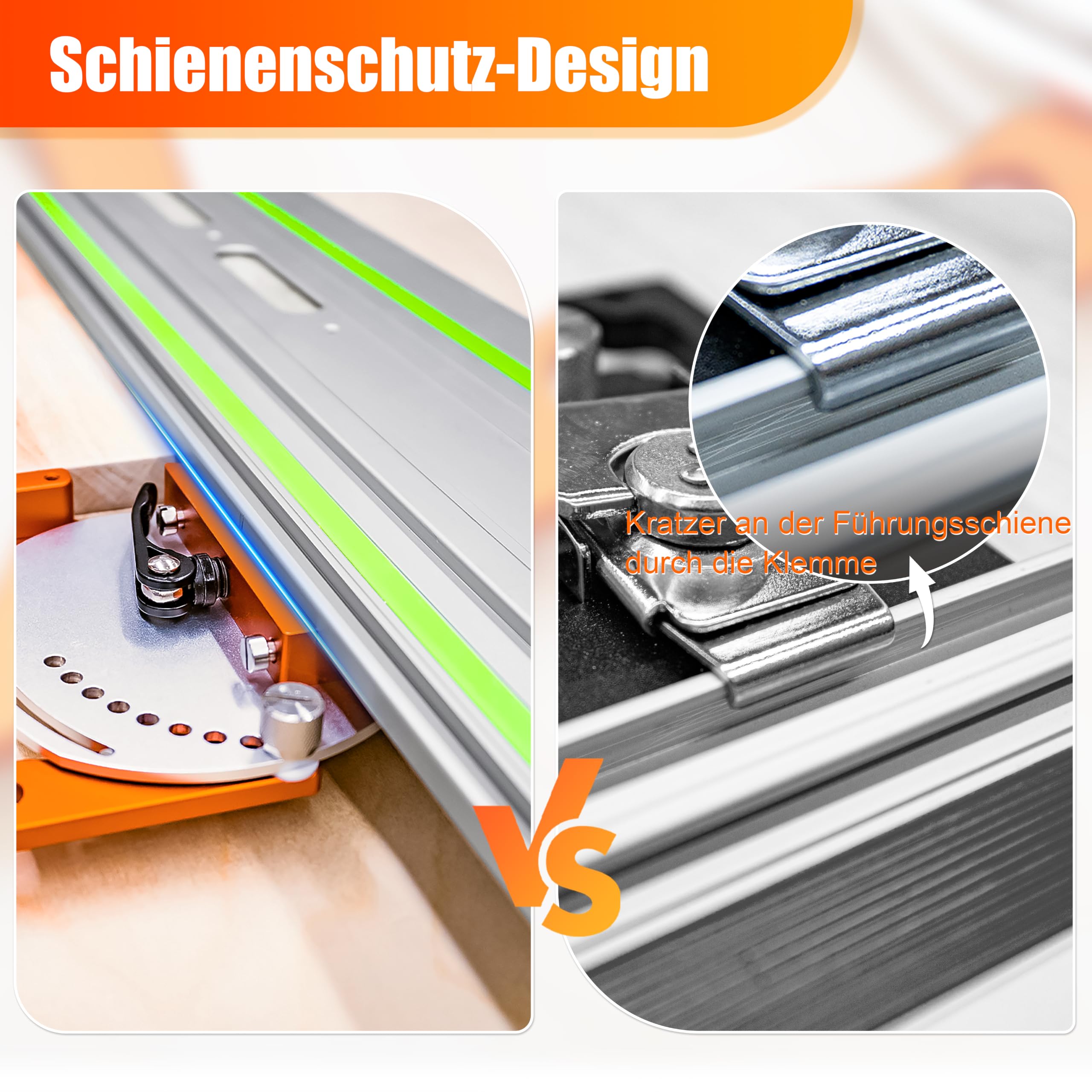 SpeTool Regulowany ogranicznik kątowy, kwadratowa szyna prowadząca, 9 kątów 0°-60°, szybki montaż, kompatybilna z Festool, Makita, Milwaukee, POWERTEC, WEN & Evolution