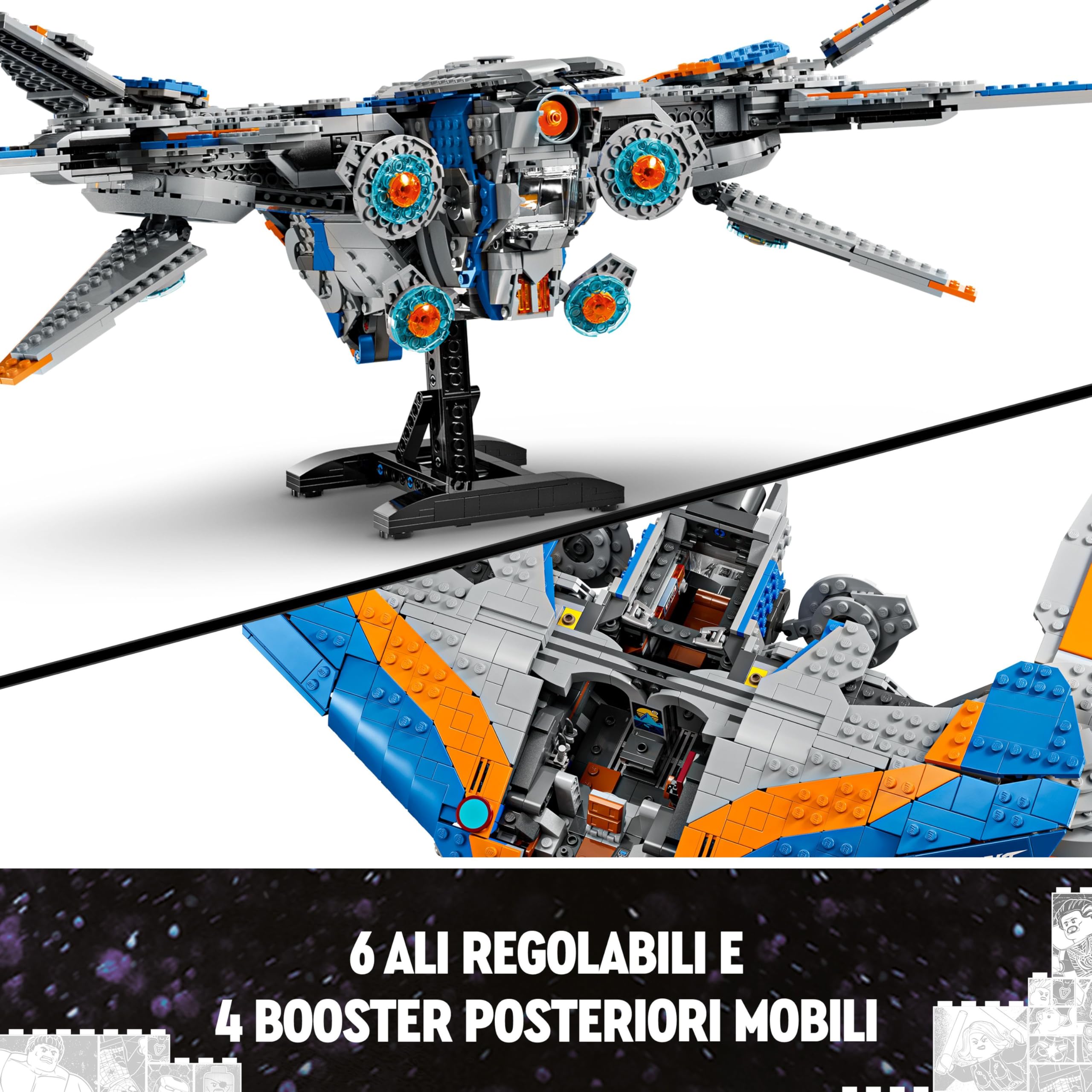 LEGO | Marvel Guardiani della Galassia: Milano, Modellino di Astronave Giocattolo da Costruire con 4 Supereroi tra cui Star-Lord e Baby Groot, Regalo per Bambini da 12 Anni, Gioco da Collezione 76286