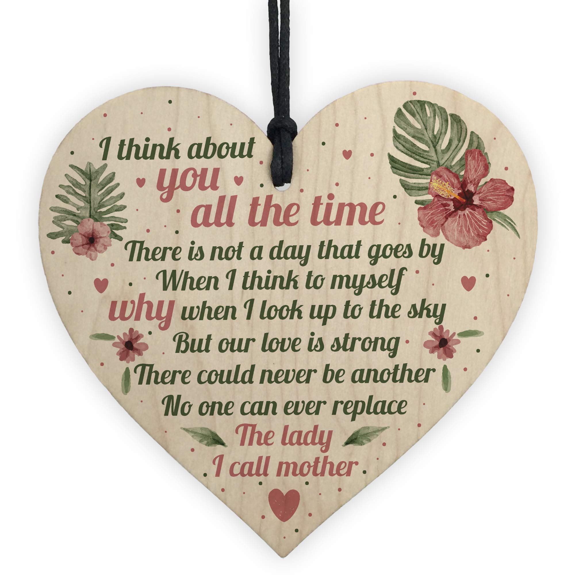 Red Ocean Mum Memorial Gifts Wooden Heart Grave Plaque Tribute Sign Mum Birthday Gifts For Her
