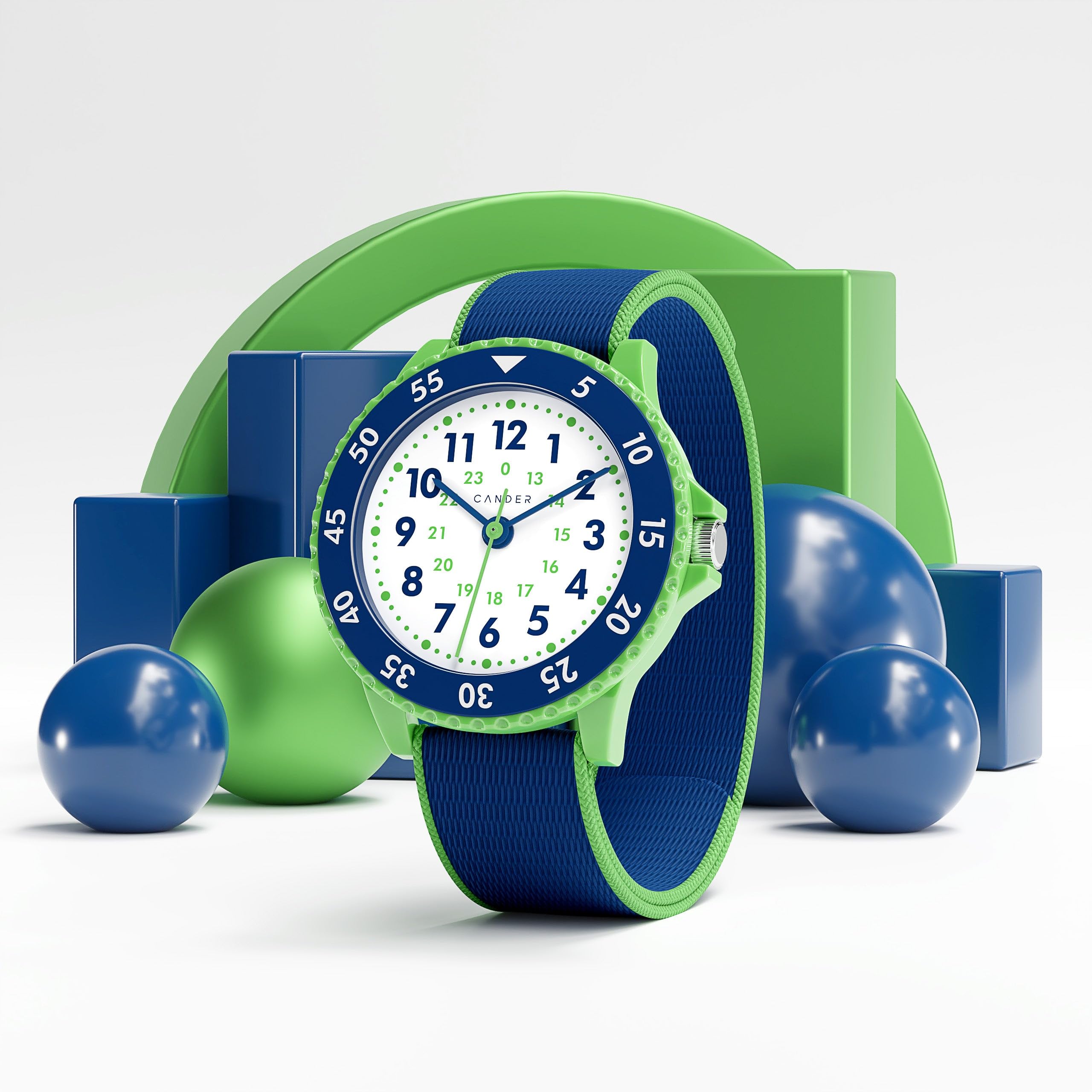 Cander Berlin MNA 0330 D Montre d'apprentissage analogique pour enfant avec fermeture Velcro Étanche 3 ATM